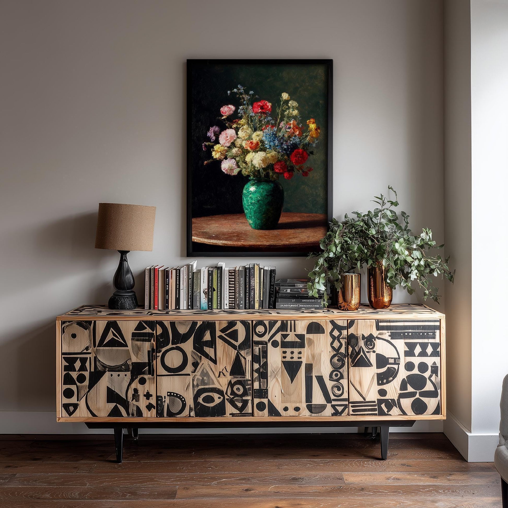 Peony Oil Painting Print | Moody Floral Still Life | Dark Academia Bedroom Decor | Romantic Botanical Wall Art V1 2/3