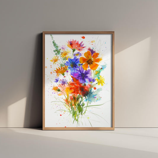 Emotive Watercolour Flower Print V10 - Tokyo Ota Flower Market Floral Bouquet Painting - Photo Poster Wall Art Gift Fauna Wildflower 2/3