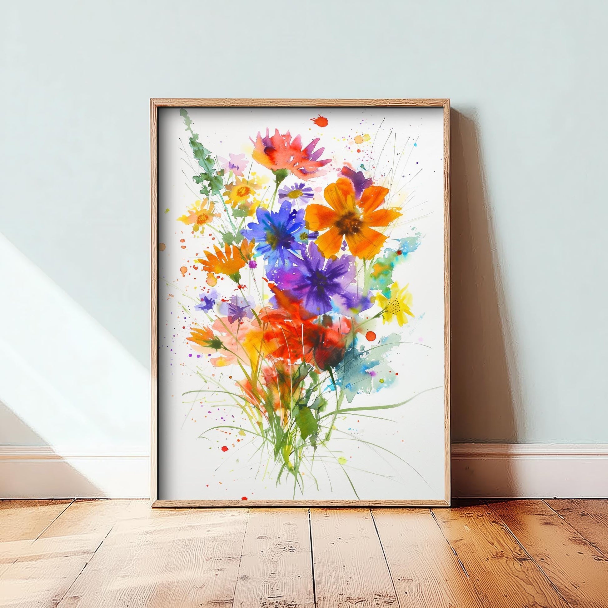Emotive Watercolour Flower Print V10 - Tokyo Ota Flower Market Floral Bouquet Painting - Photo Poster Wall Art Gift Fauna Wildflower 2/3