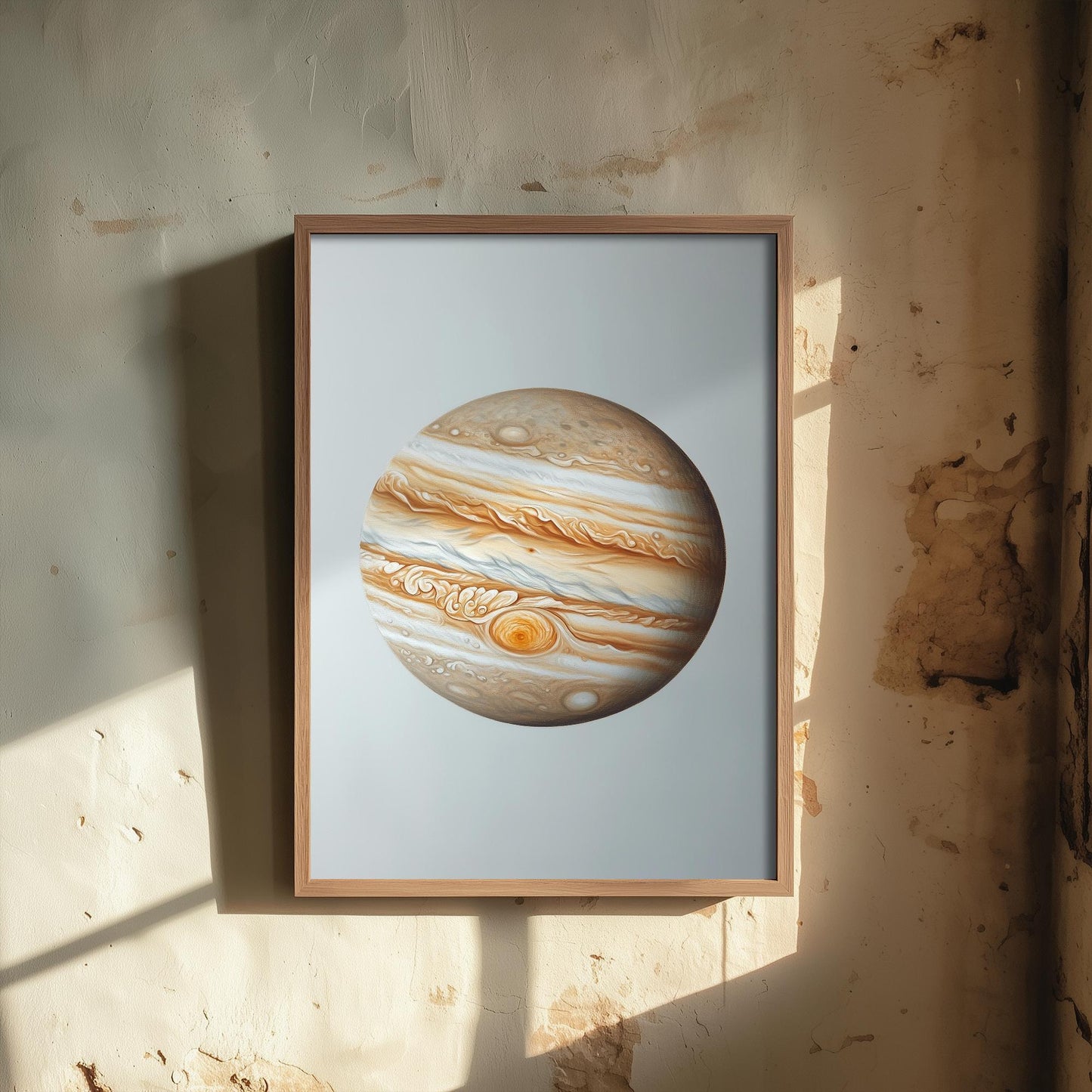 Jupiter Planet Art Print | Photorealistic Celestial Poster | Cream Neutral Space Painting