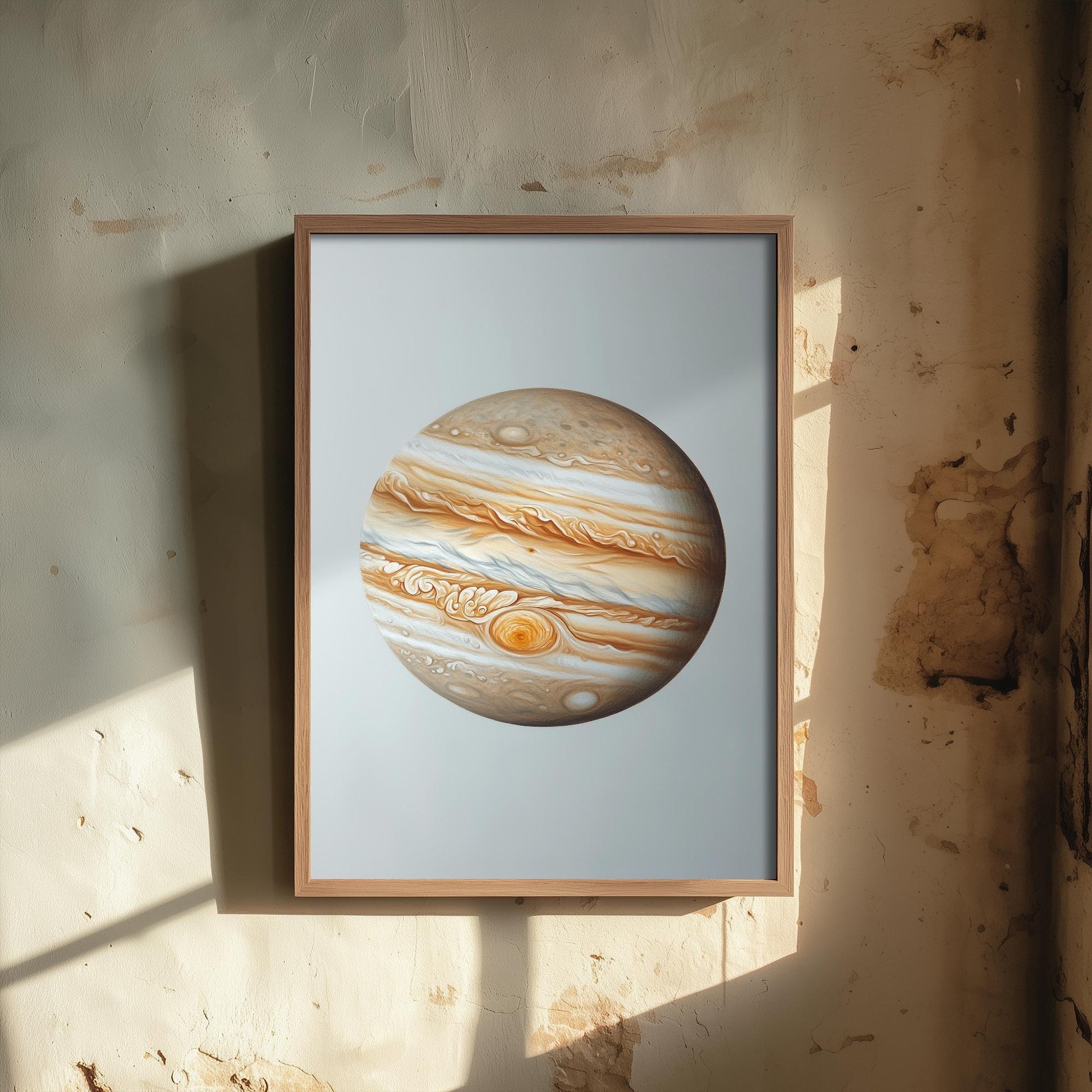 Jupiter Planet Art Print | Photorealistic Celestial Poster | Cream Neutral Space Painting
