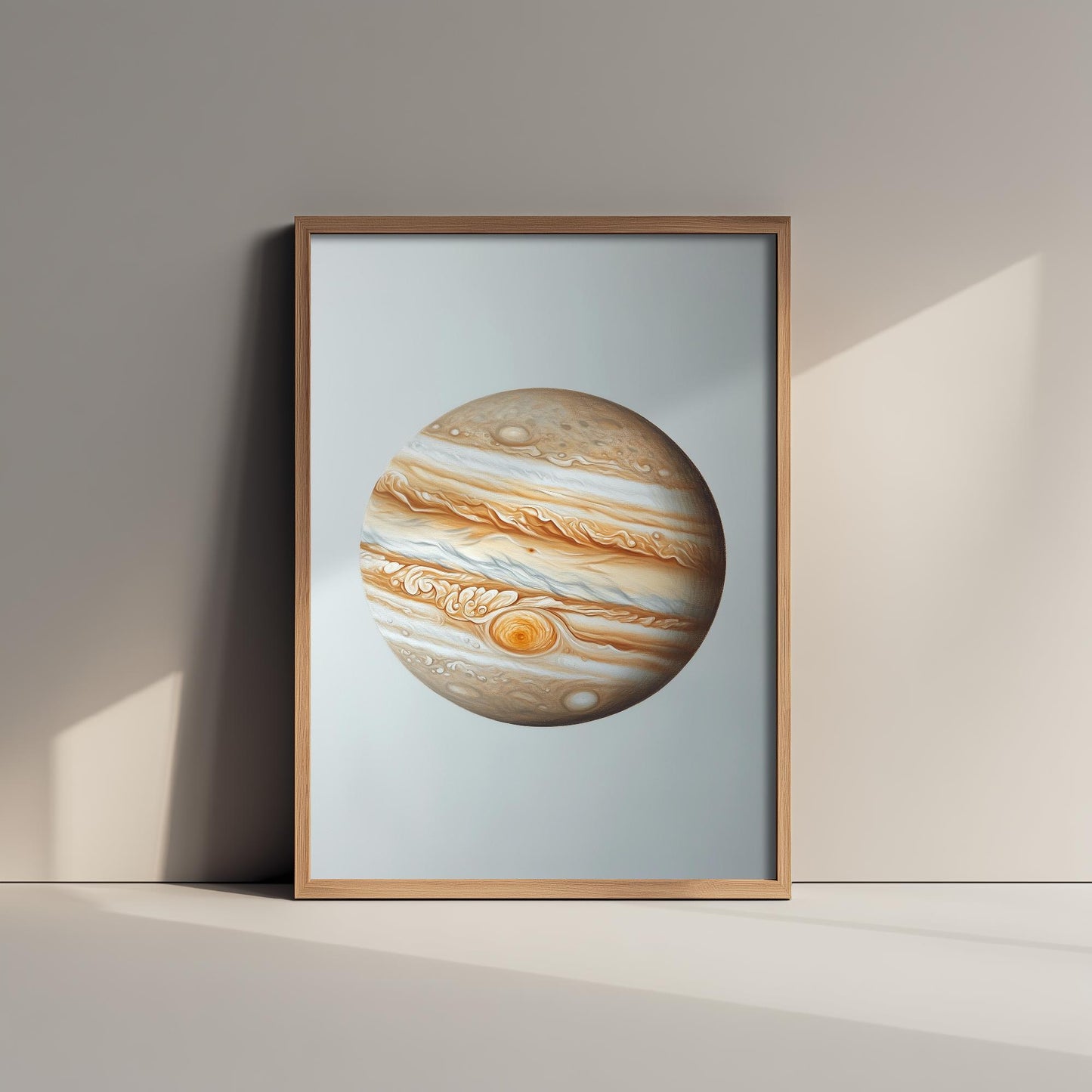 Jupiter Planet Art Print | Photorealistic Celestial Poster | Cream Neutral Space Painting