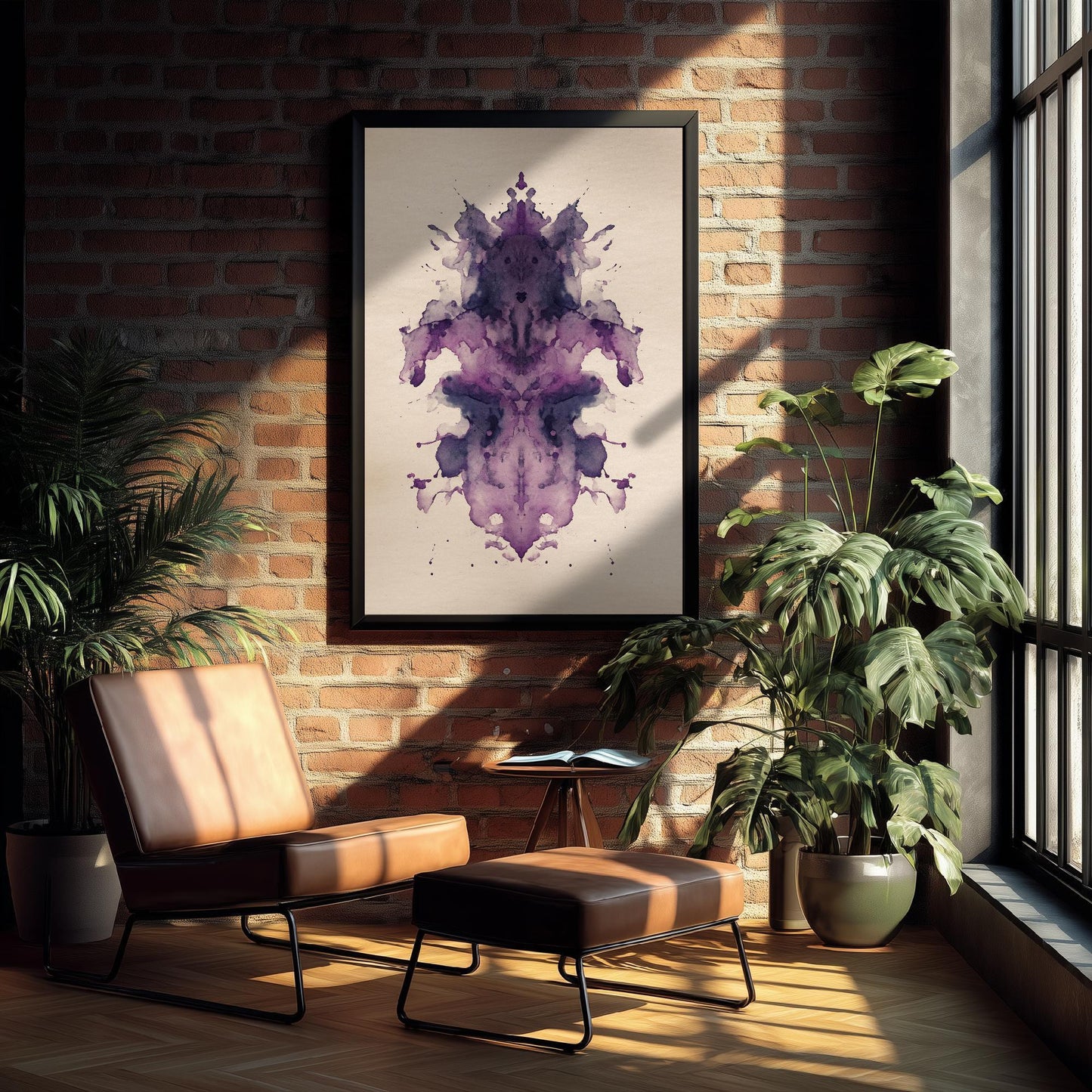 Rorschach Inkblot Print | Purple Violet Ink Blot Art Print | Dark Academia Psychology Painting | Moody Abstract Poster 2/3