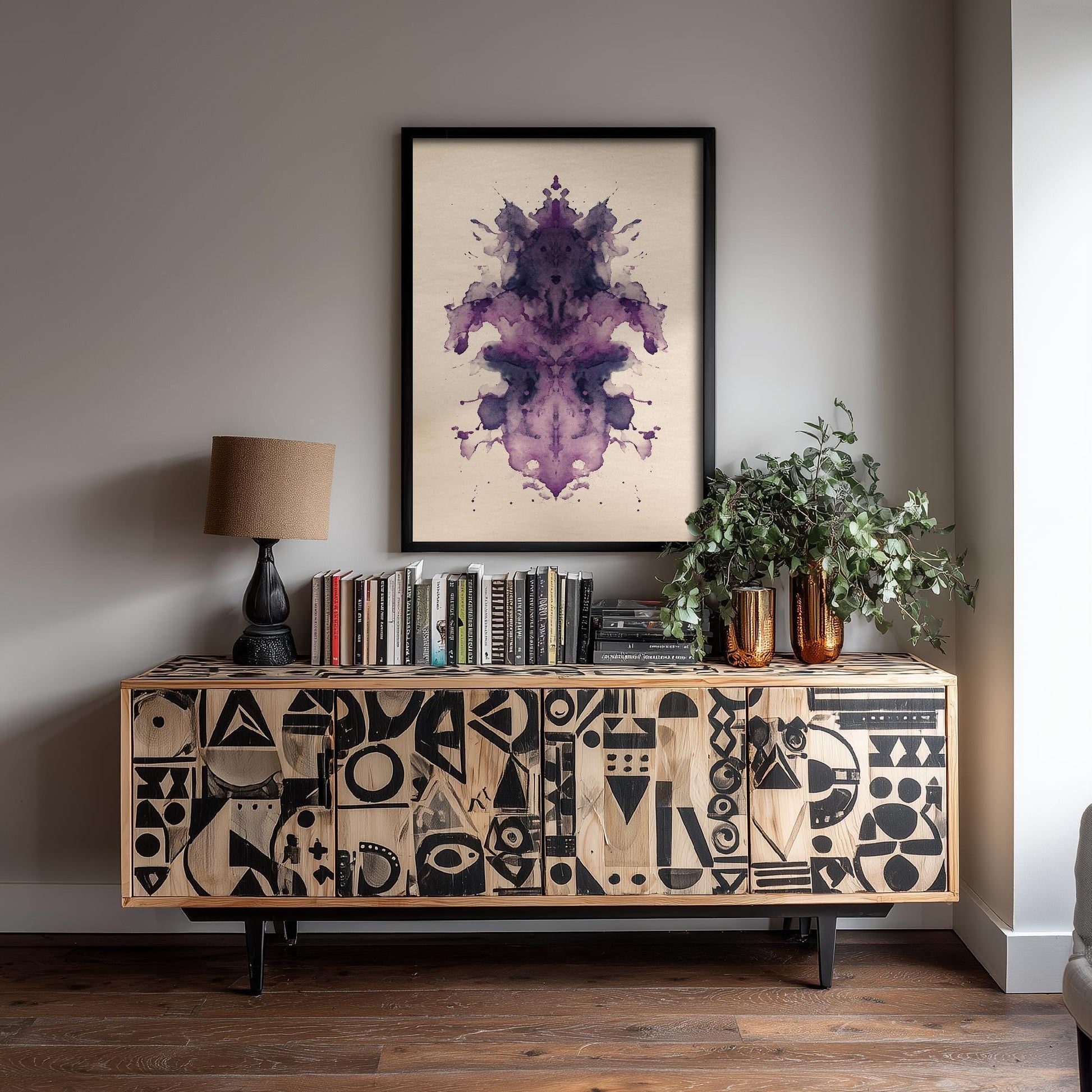 Rorschach Inkblot Print | Purple Violet Ink Blot Art Print | Dark Academia Psychology Painting | Moody Abstract Poster 2/3