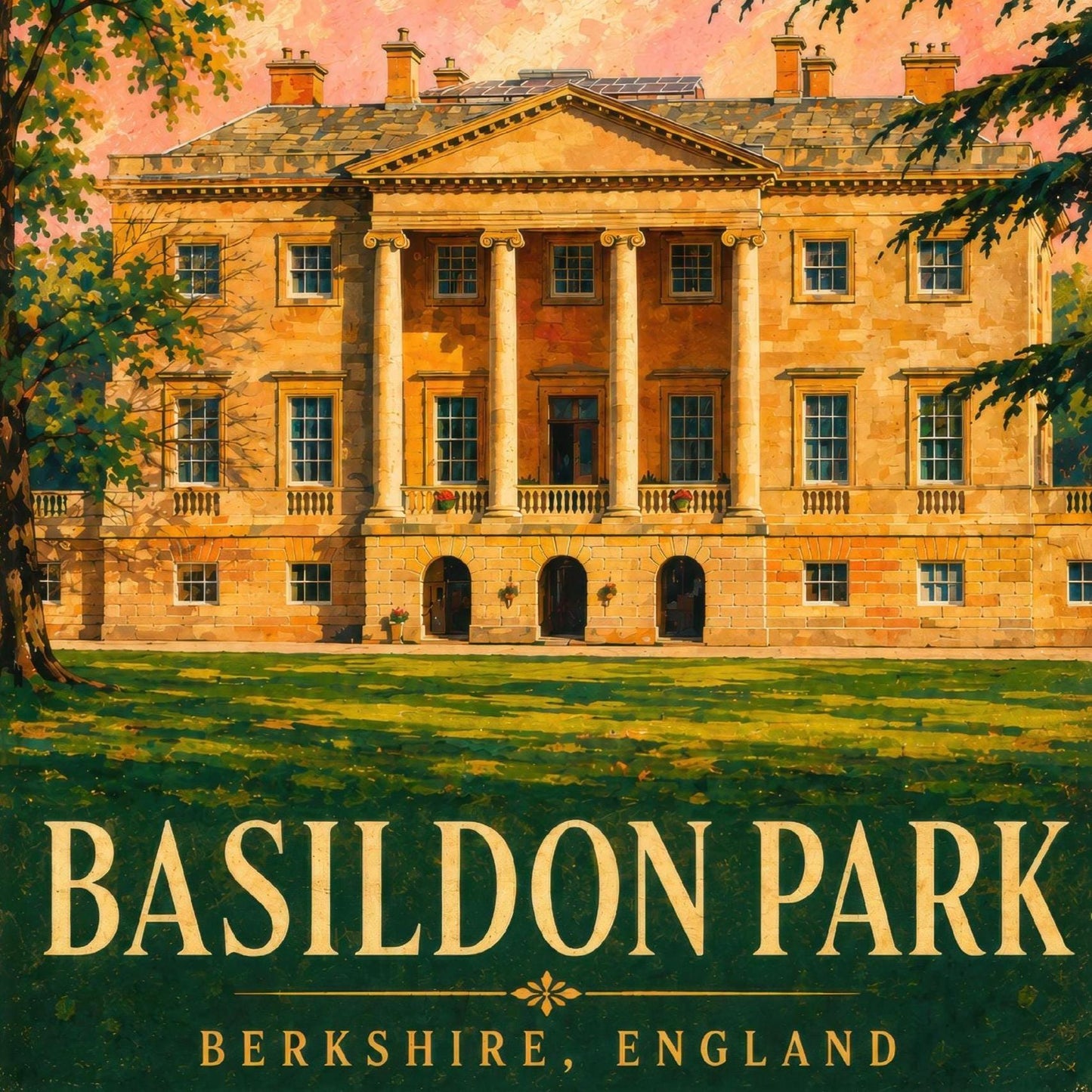 Berkshire England Set of Three Prints | Donnington Castle Basildon Park Windsor Castle | Vintage Travel Poster Wall Art