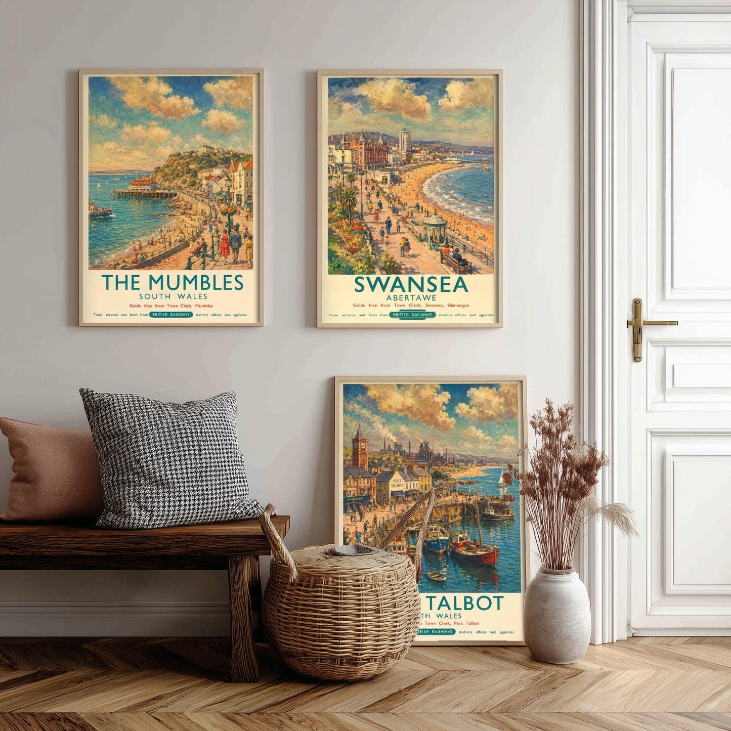 South Wales Set of Three Prints | The Mumbles Swansea Port Talbot | Vintage British Railways Travel Poster Wall Art