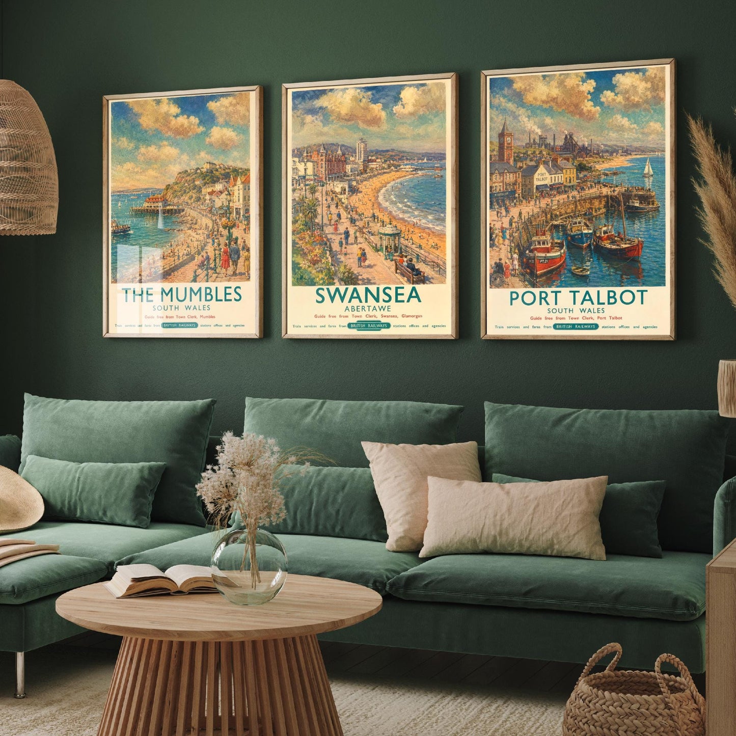 South Wales Set of Three Prints | The Mumbles Swansea Port Talbot | Vintage British Railways Travel Poster Wall Art