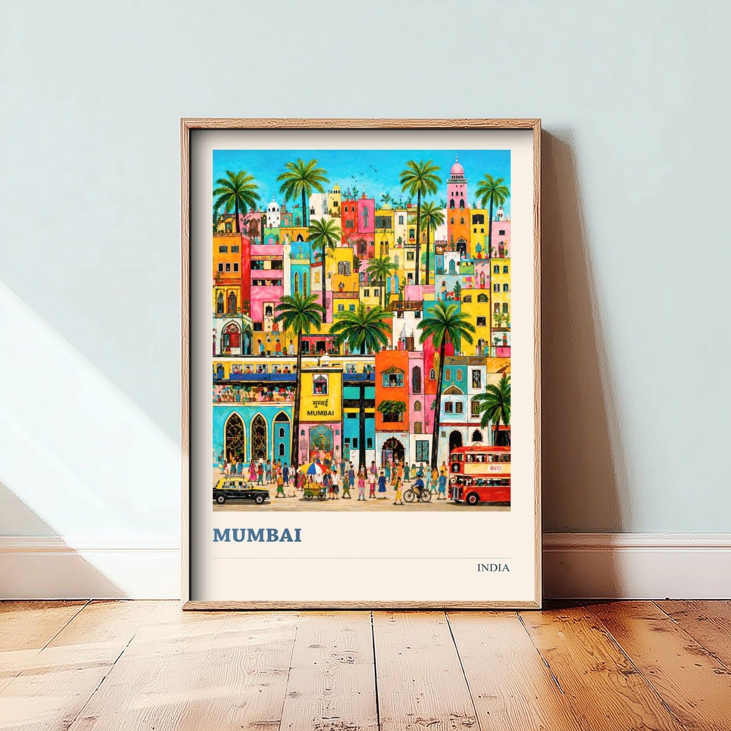 Mumbai Travel Poster - India Art Print - Vibrant City Illustration - Colourful Cityscape V2 2/3