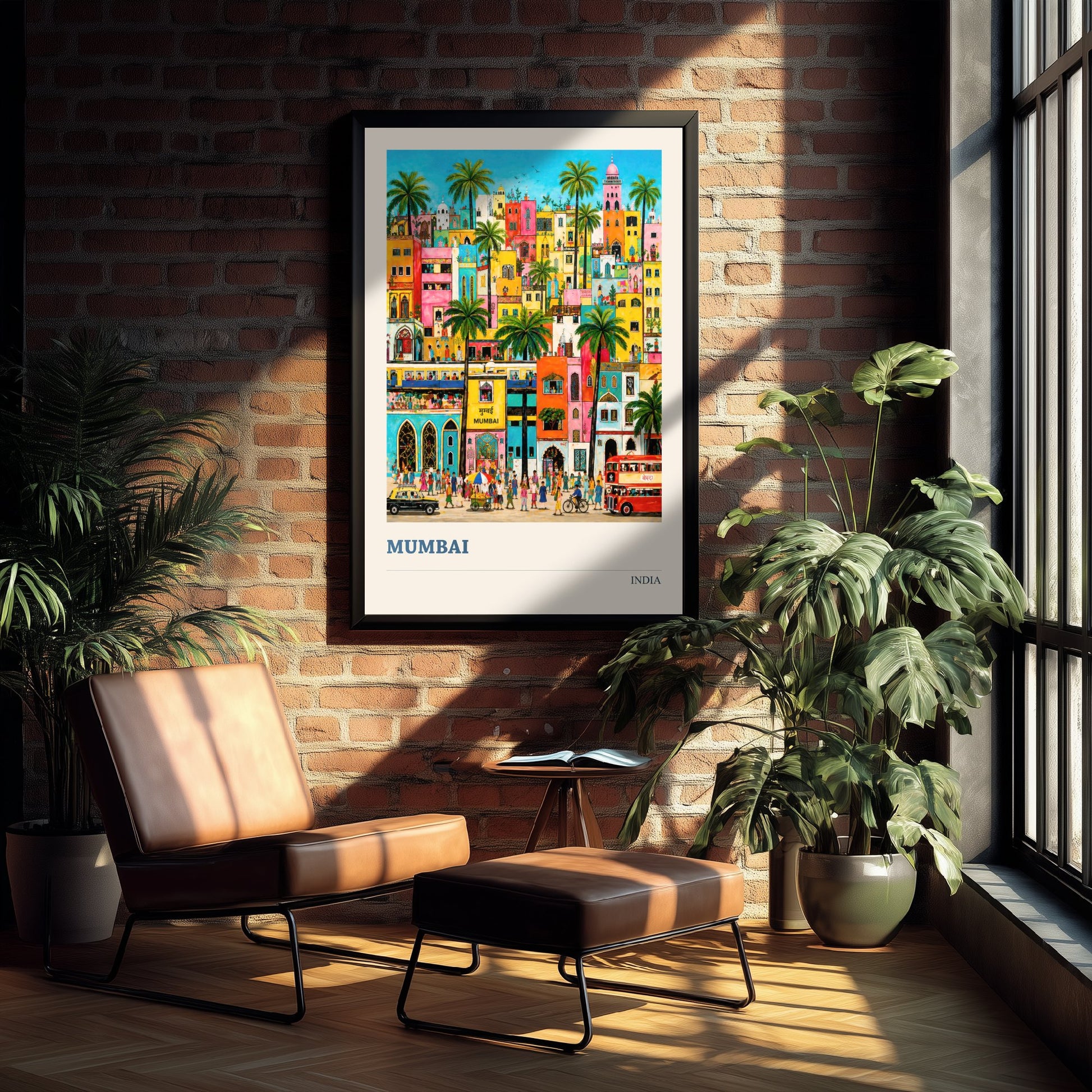 Mumbai Travel Poster - India Art Print - Vibrant City Illustration - Colourful Cityscape V2 2/3
