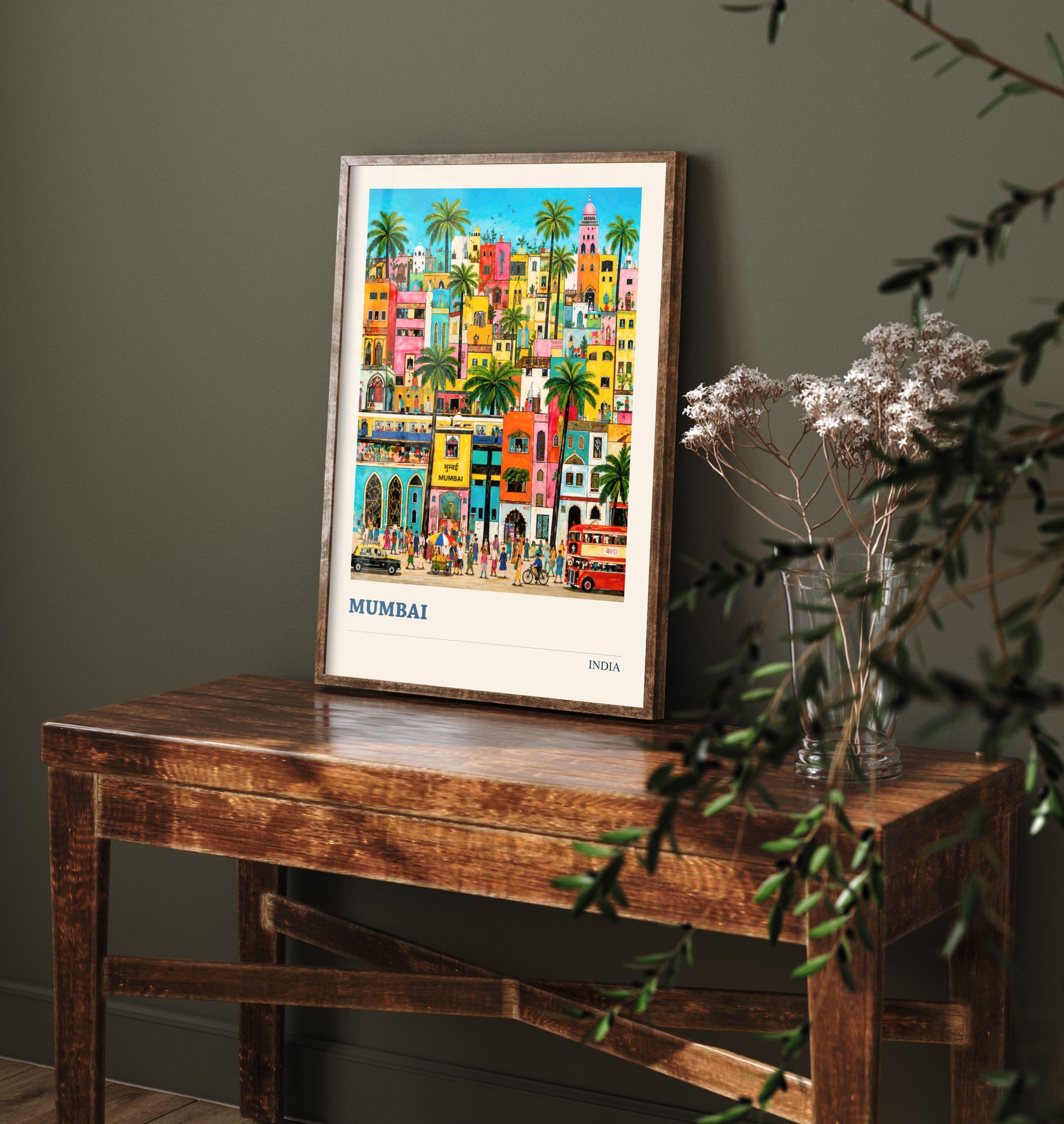 Mumbai Travel Poster - India Art Print - Vibrant City Illustration - Colourful Cityscape V2 2/3