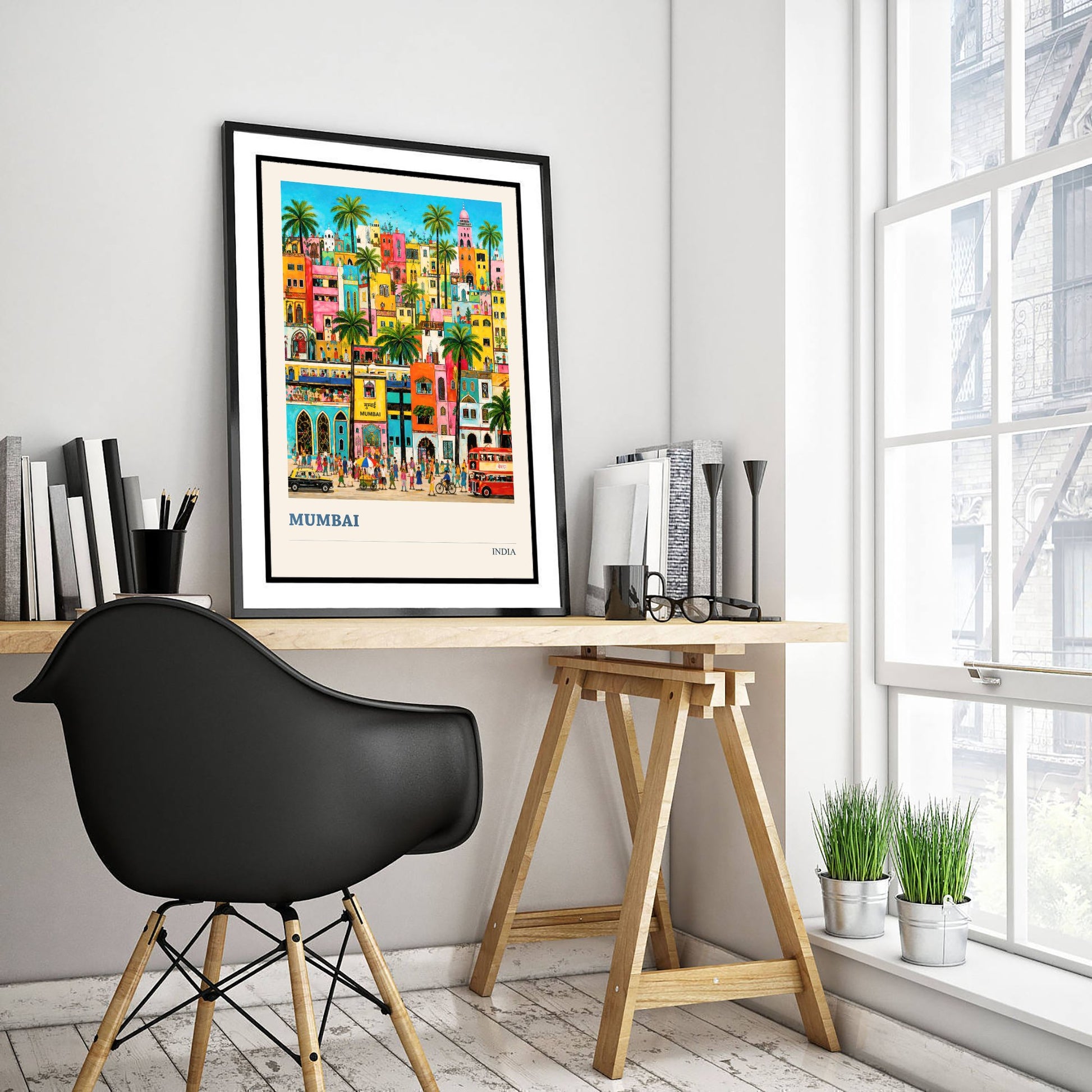 Mumbai Travel Poster - India Art Print - Vibrant City Illustration - Colourful Cityscape V2 2/3
