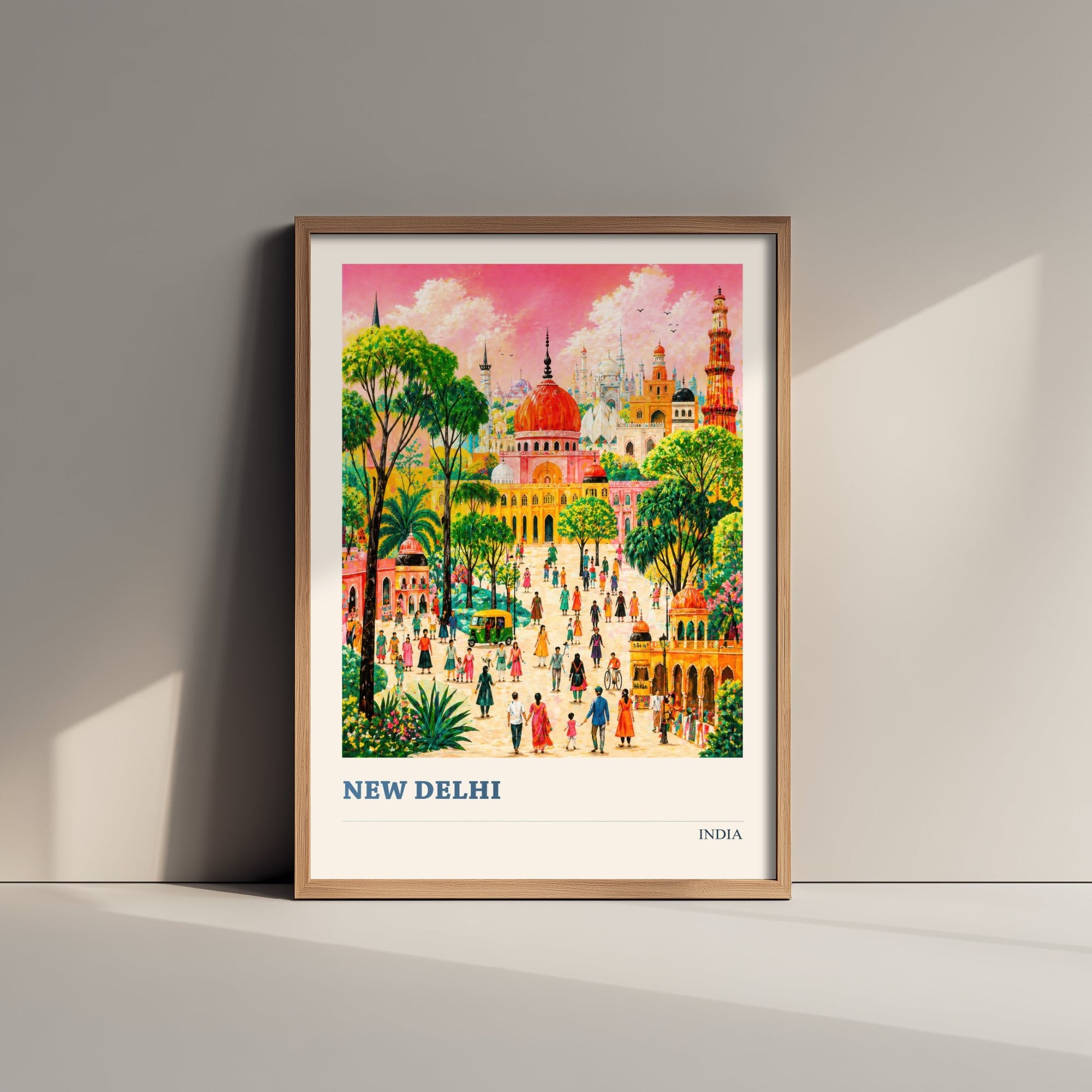 New Delhi Travel Poster - India Art Print - Vibrant City Illustration - Temple Gardens V2 3/3