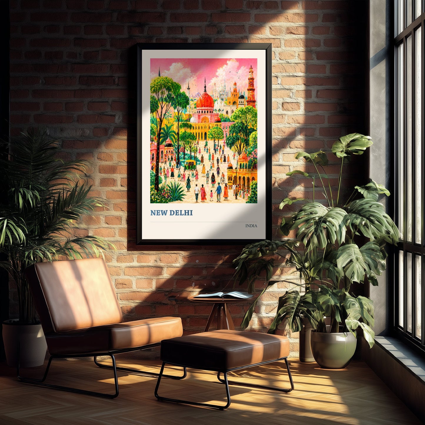 New Delhi Travel Poster - India Art Print - Vibrant City Illustration - Temple Gardens V2 3/3