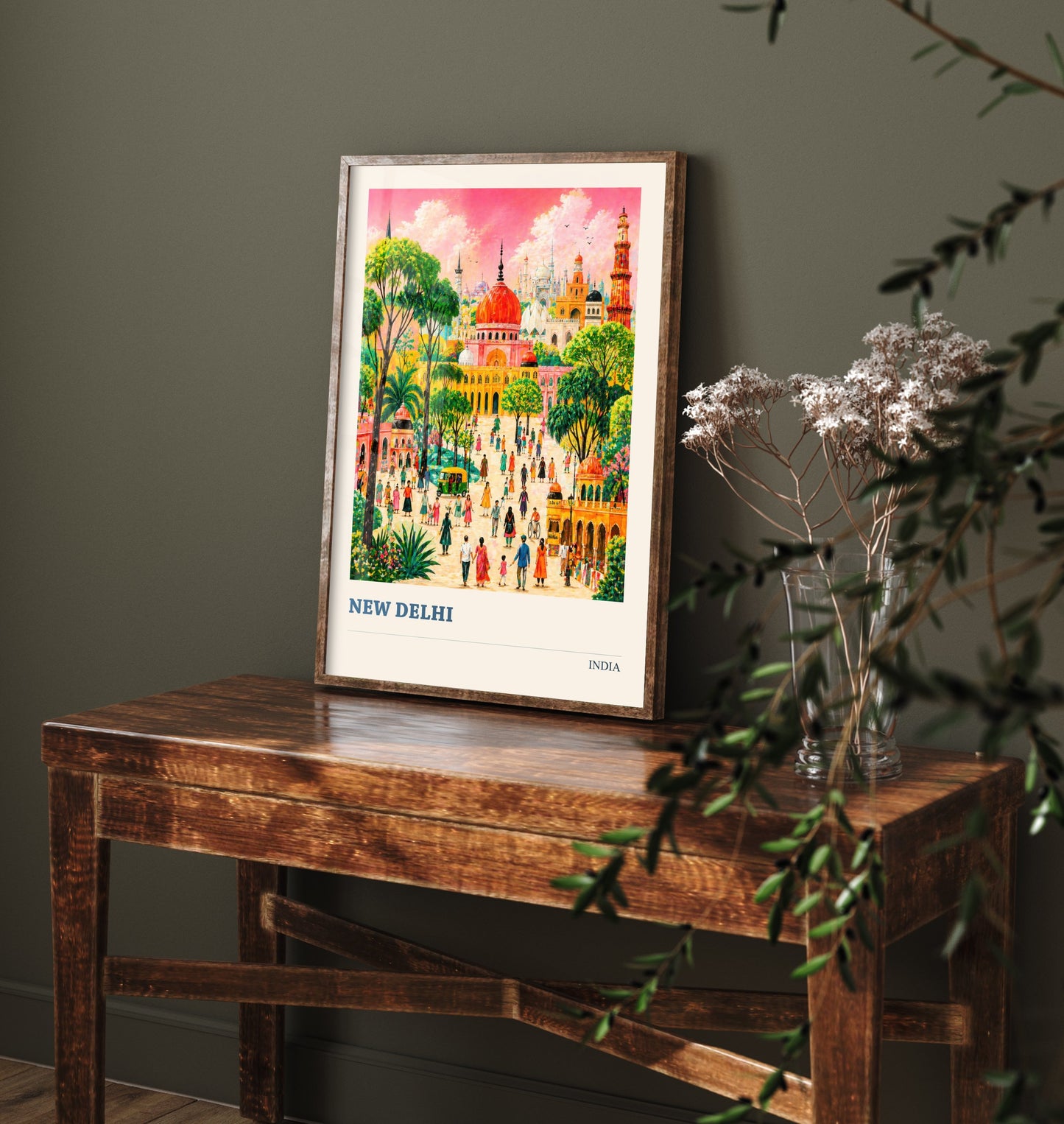 New Delhi Travel Poster - India Art Print - Vibrant City Illustration - Temple Gardens V2 3/3