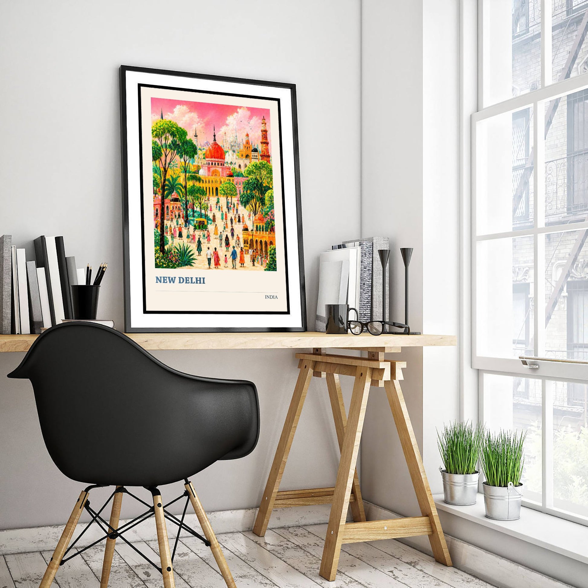 New Delhi Travel Poster - India Art Print - Vibrant City Illustration - Temple Gardens V2 3/3