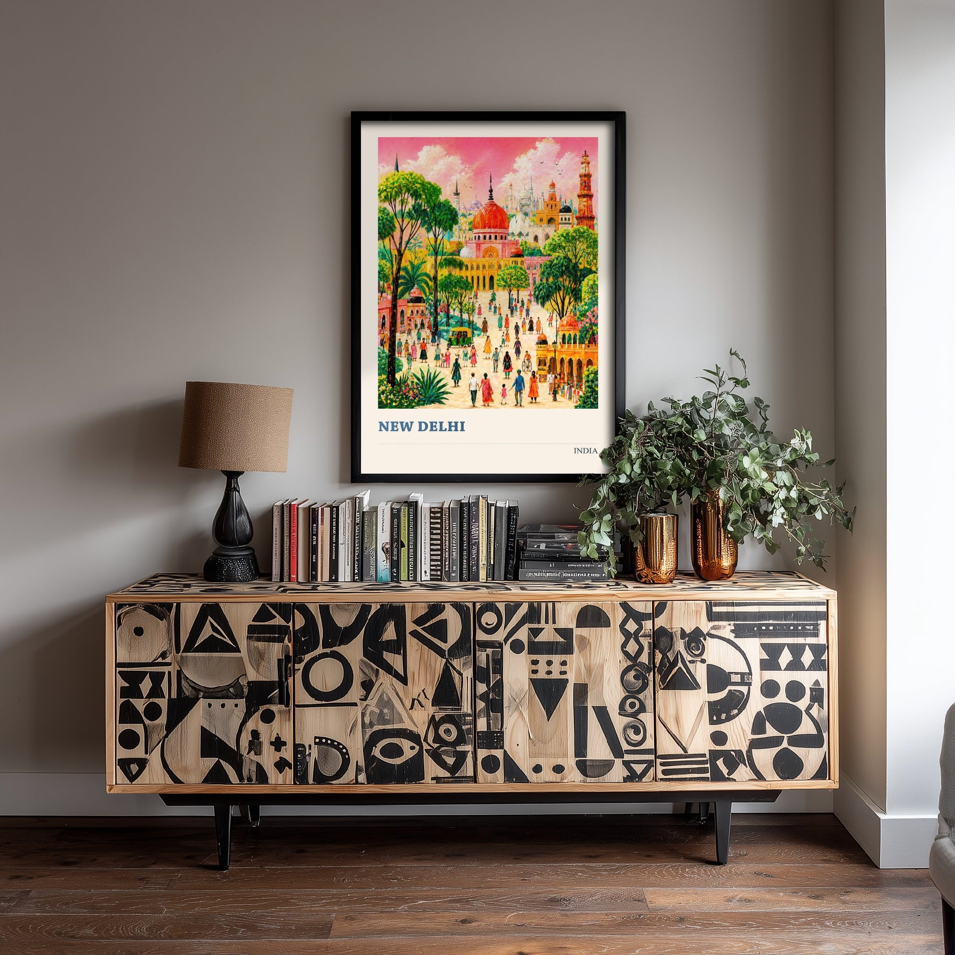 New Delhi Travel Poster - India Art Print - Vibrant City Illustration - Temple Gardens V2 3/3