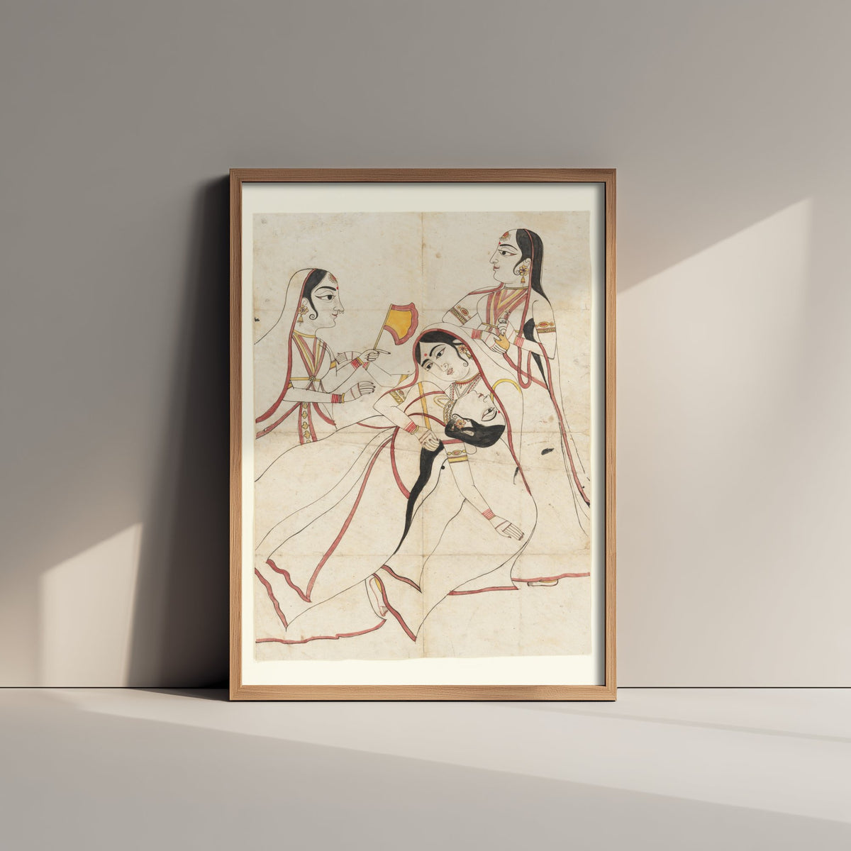 A Swooning Lady - Rajasthan India 19th Century Miniature - Classic Painting Art Print Poster