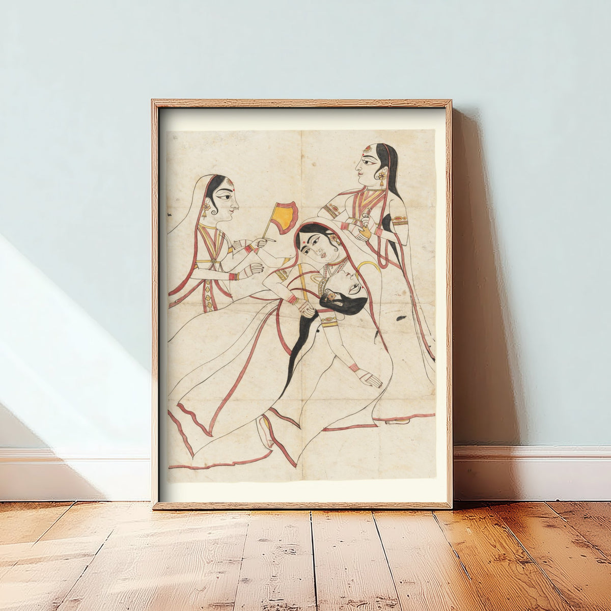 A Swooning Lady - Rajasthan India 19th Century Miniature - Classic Painting Art Print Poster