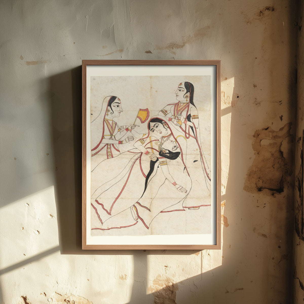 A Swooning Lady - Rajasthan India 19th Century Miniature - Classic Painting Art Print Poster