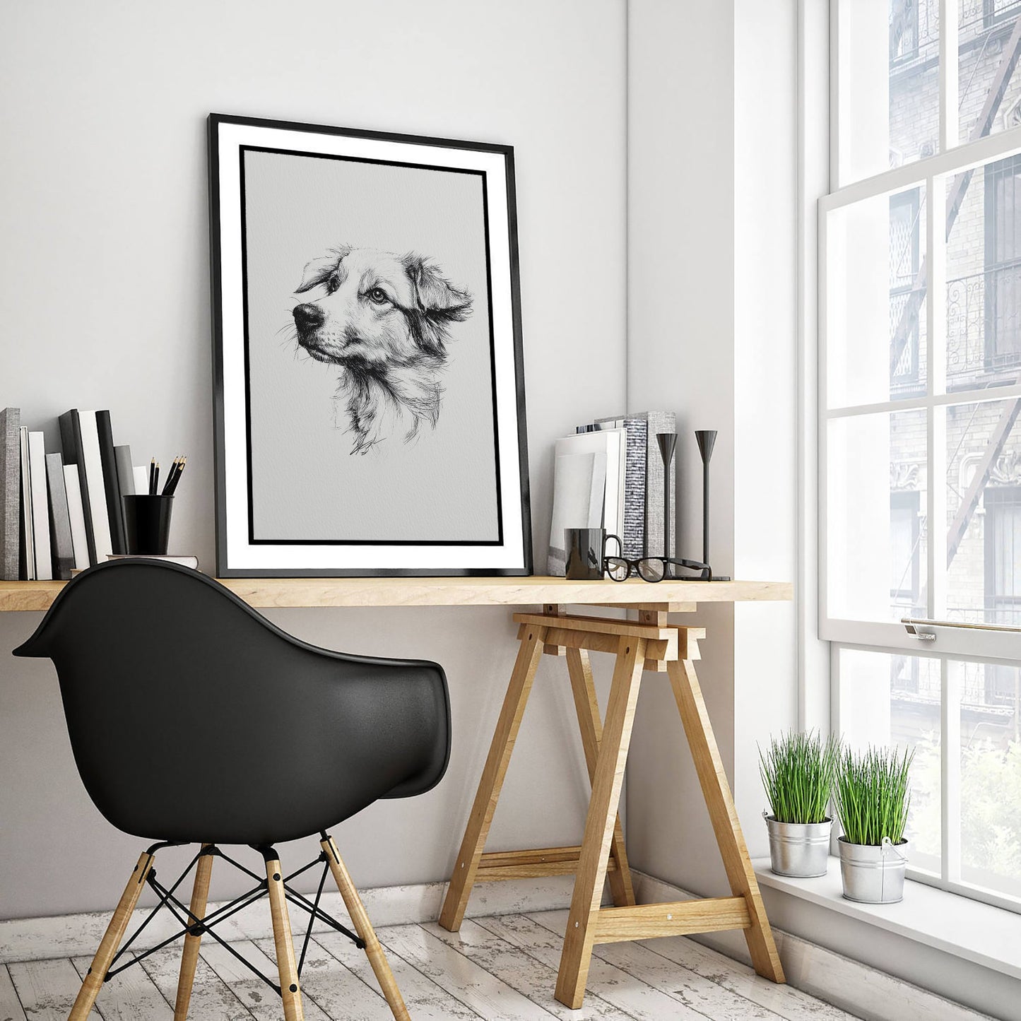 Dog Ink Drawing Art Print - Pen Sketch Animal Poster - Fine Line Illustration - Dog Portrait 3/3
