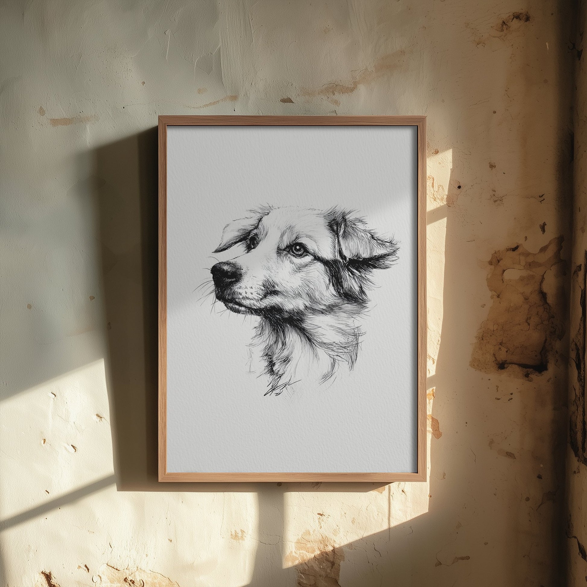 Dog Ink Drawing Art Print - Pen Sketch Animal Poster - Fine Line Illustration - Dog Portrait 3/3