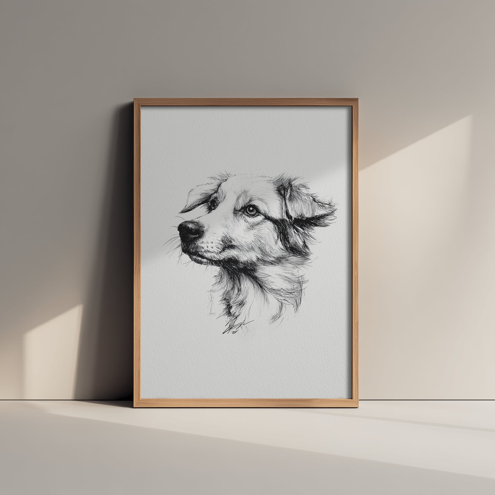 Dog Ink Drawing Art Print - Pen Sketch Animal Poster - Fine Line Illustration - Dog Portrait 3/3