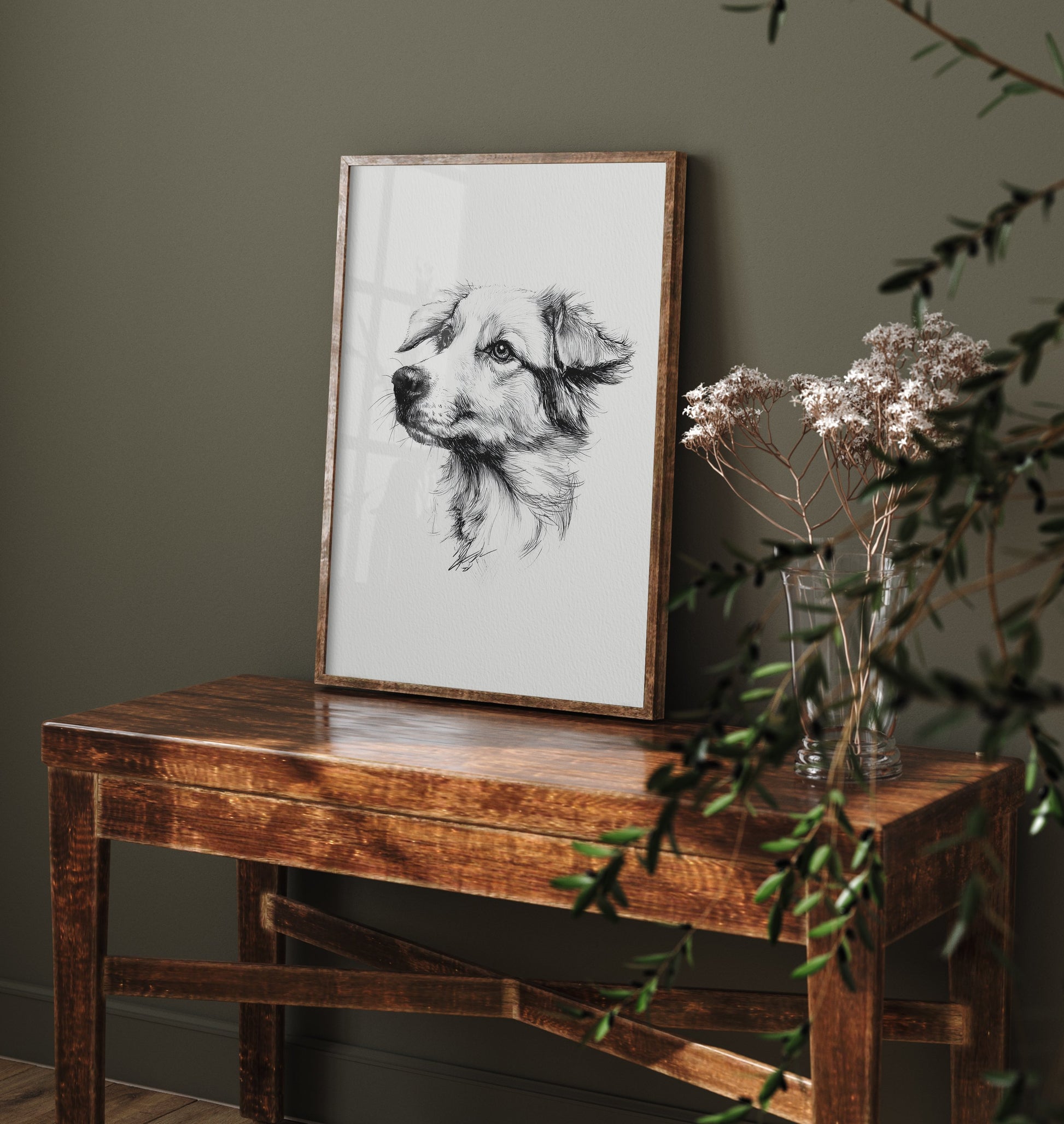 Dog Ink Drawing Art Print - Pen Sketch Animal Poster - Fine Line Illustration - Dog Portrait 3/3