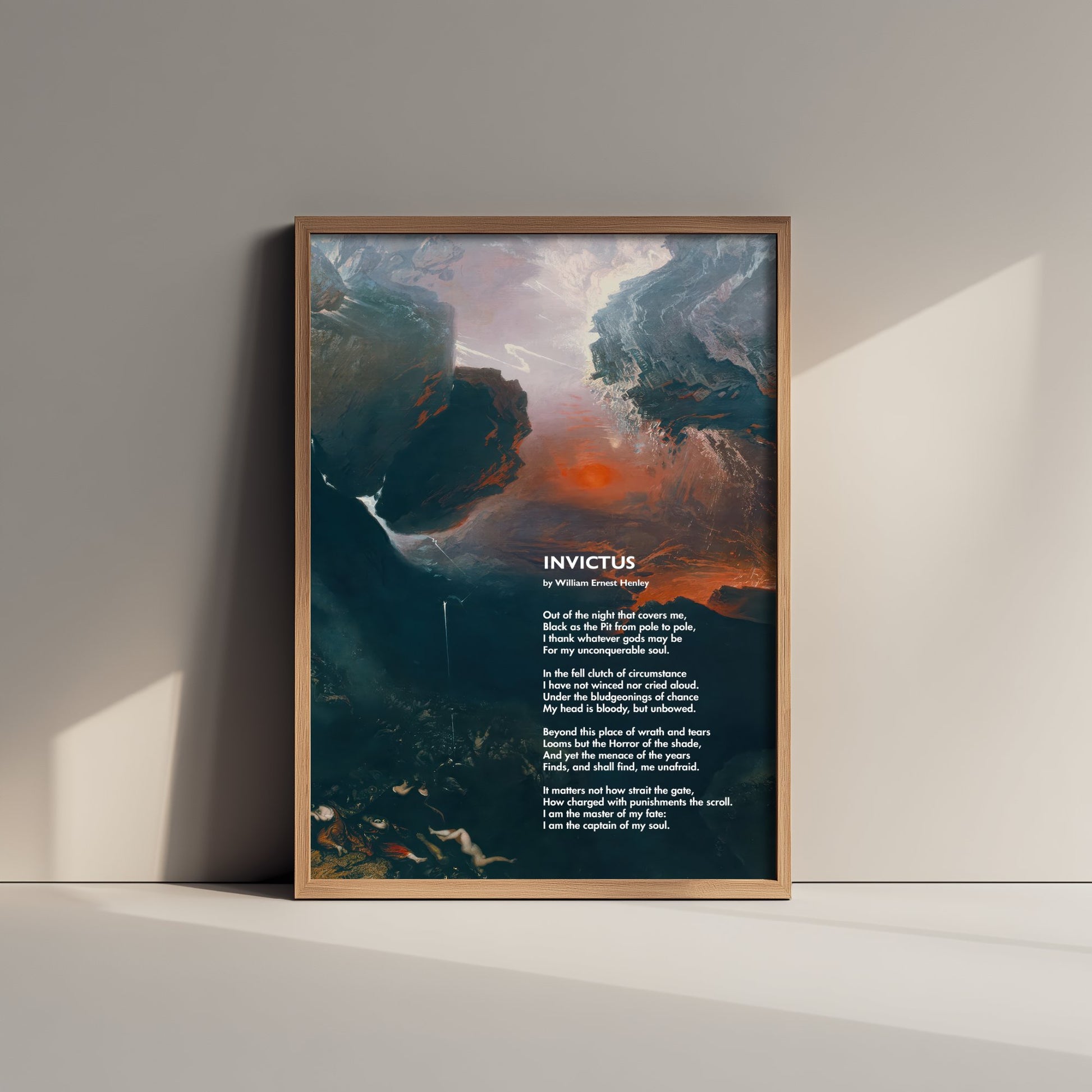 Invictus Art Print - Poem by William Ernest Henley - Poster Illustration - Stormy Sea Wall Art V4