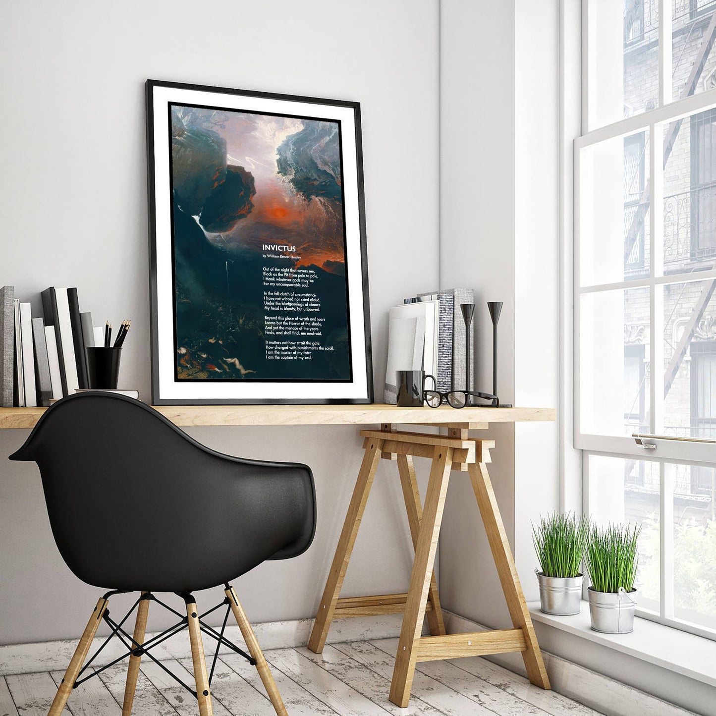 Invictus Art Print - Poem by William Ernest Henley - Poster Illustration - Stormy Sea Wall Art V4