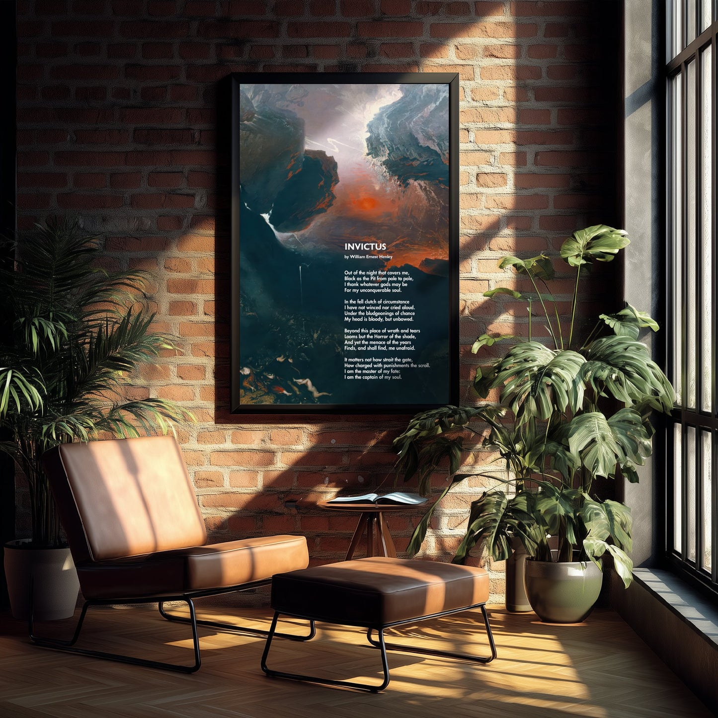 Invictus Art Print - Poem by William Ernest Henley - Poster Illustration - Stormy Sea Wall Art V4