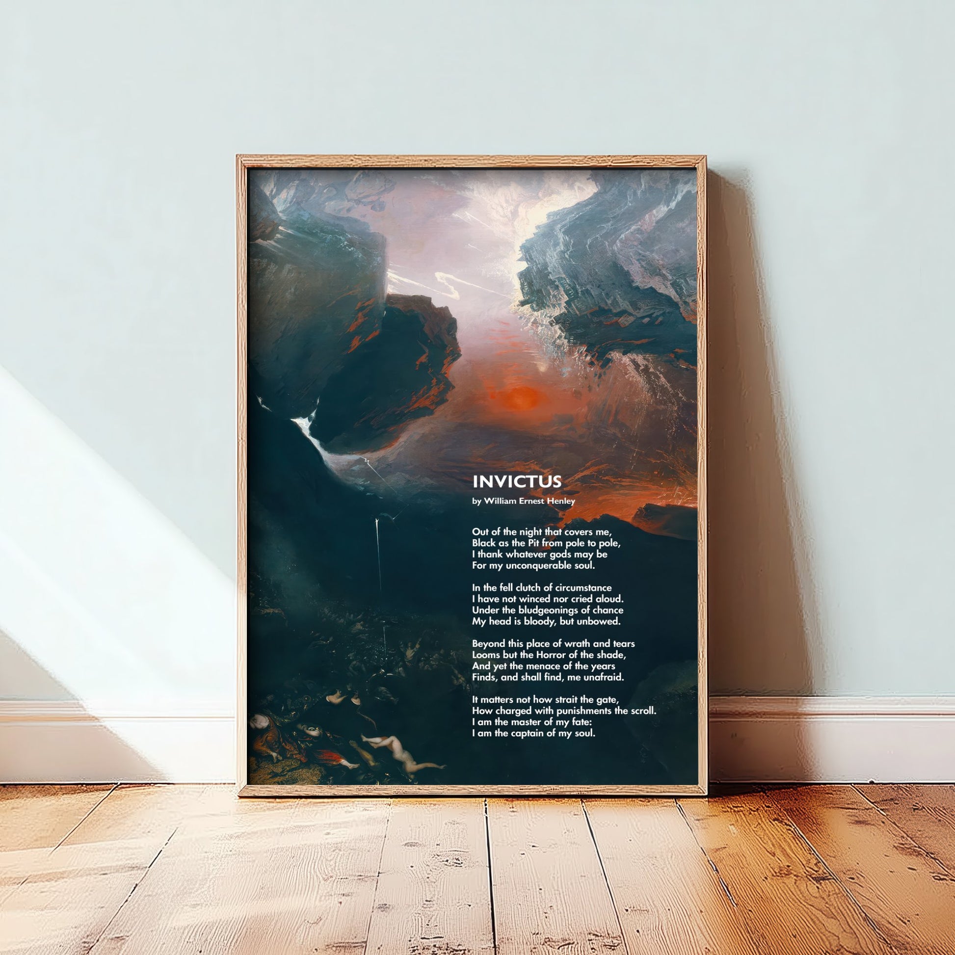 Invictus Art Print - Poem by William Ernest Henley - Poster Illustration - Stormy Sea Wall Art V4