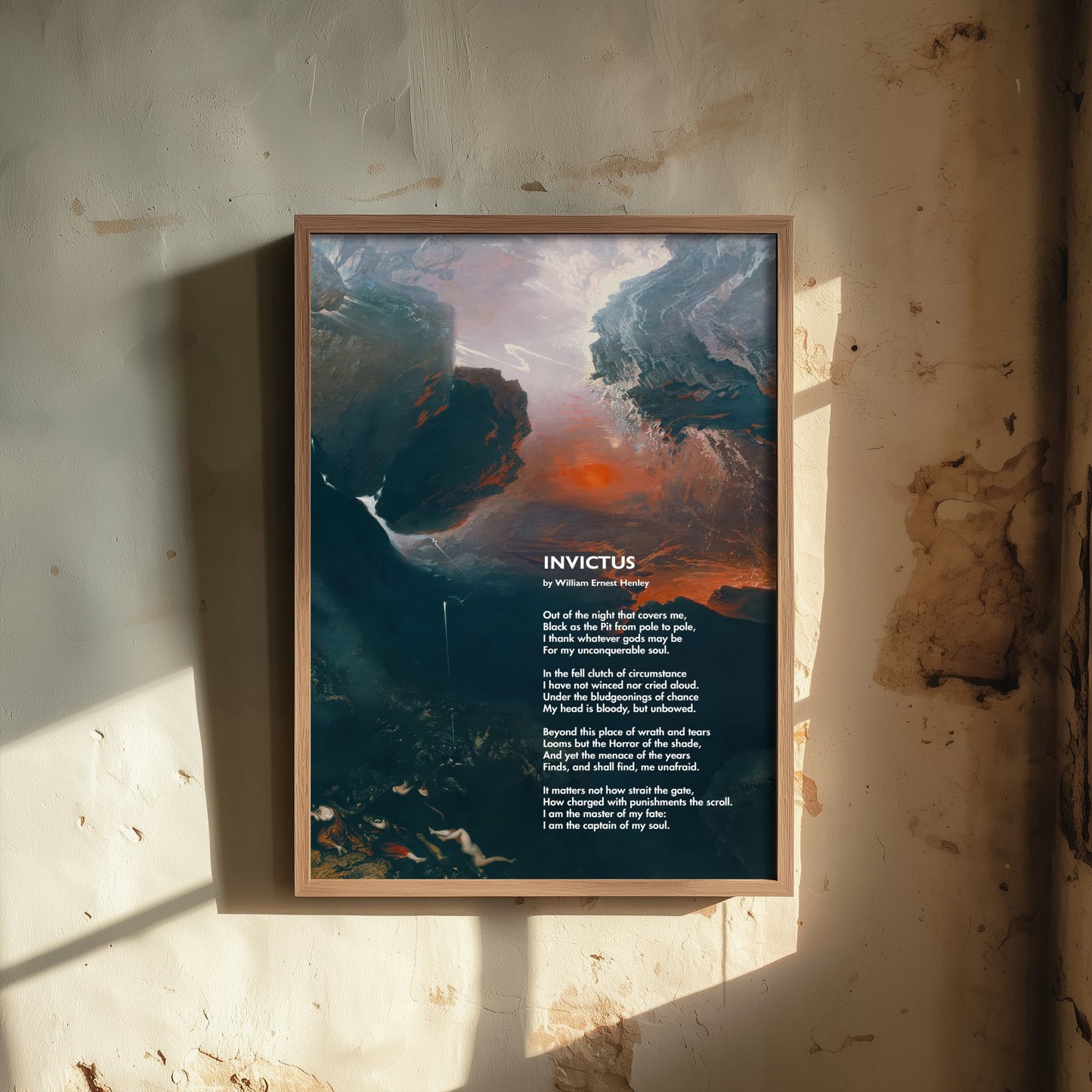 Invictus Art Print - Poem by William Ernest Henley - Poster Illustration - Stormy Sea Wall Art V4