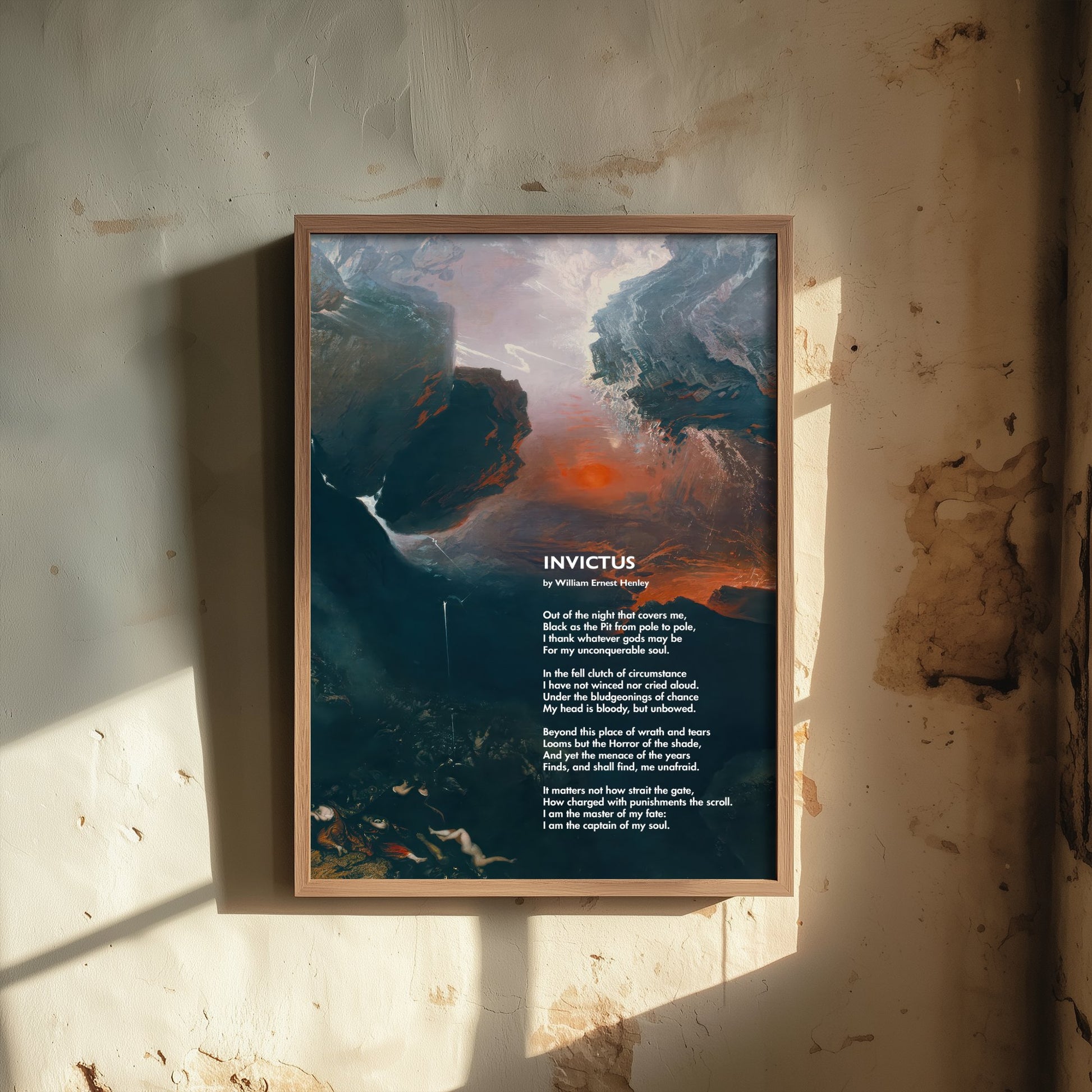 Invictus Art Print - Poem by William Ernest Henley - Poster Illustration - Stormy Sea Wall Art V4