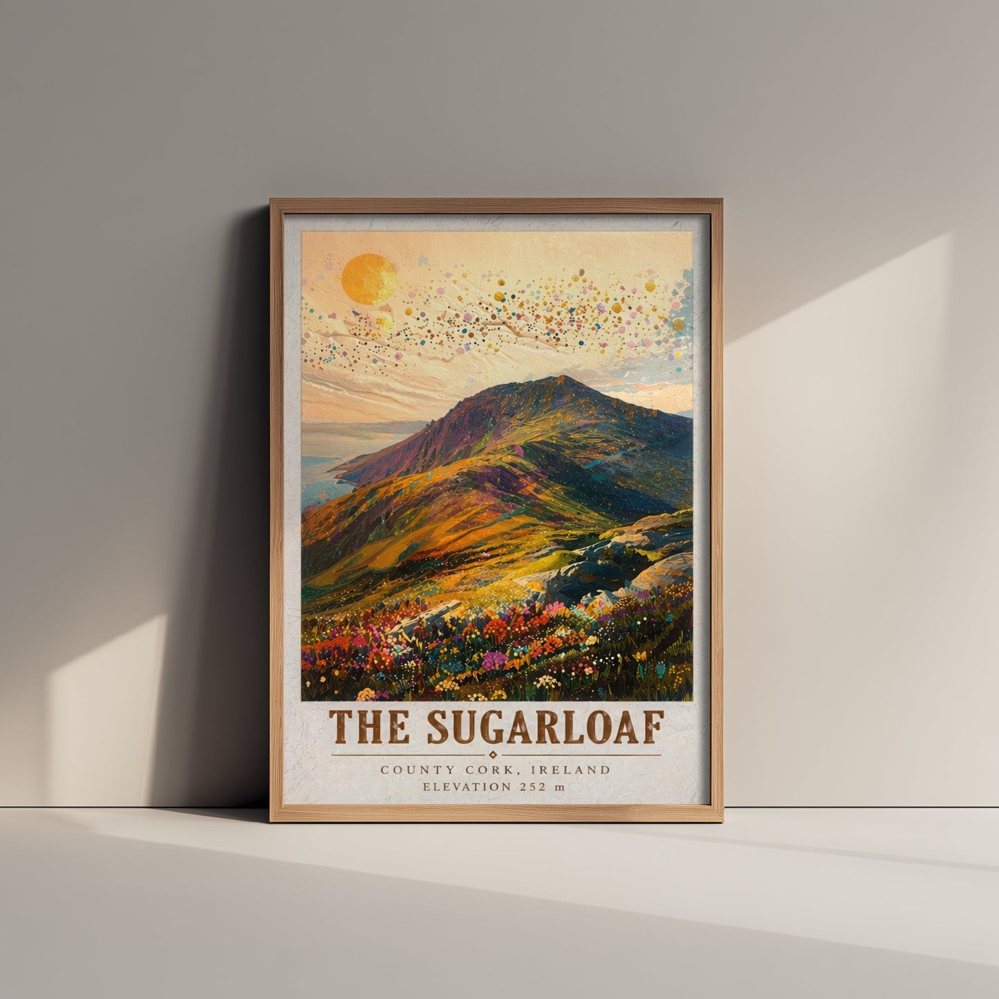 The Sugarloaf Travel Poster - County Cork Ireland Art Print - Vibrant Mountain Painting - Irish Landscape 1/3