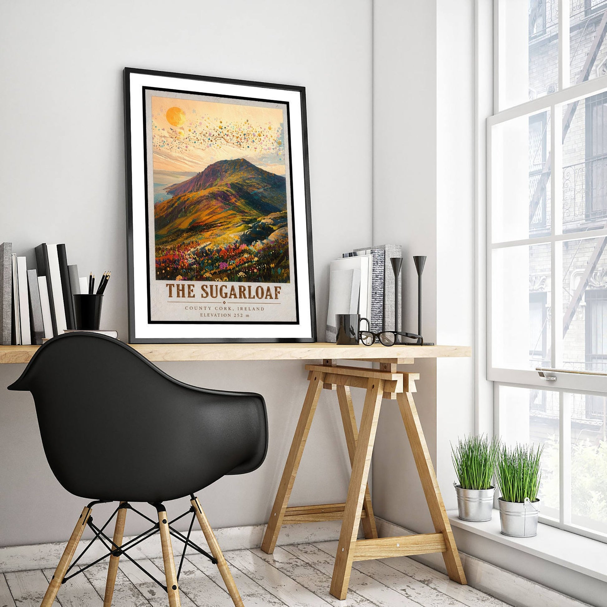 The Sugarloaf Travel Poster - County Cork Ireland Art Print - Vibrant Mountain Painting - Irish Landscape 1/3