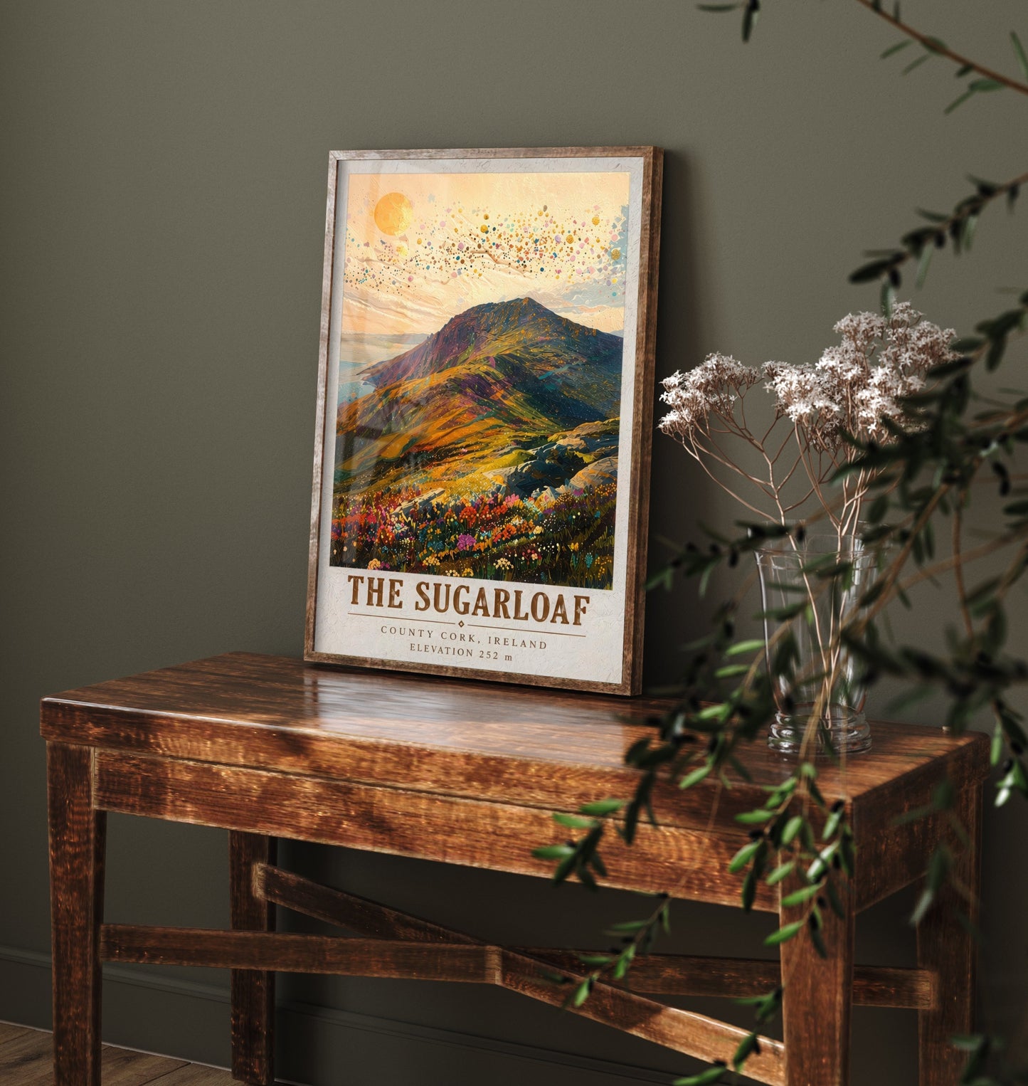 The Sugarloaf Travel Poster - County Cork Ireland Art Print - Vibrant Mountain Painting - Irish Landscape 1/3
