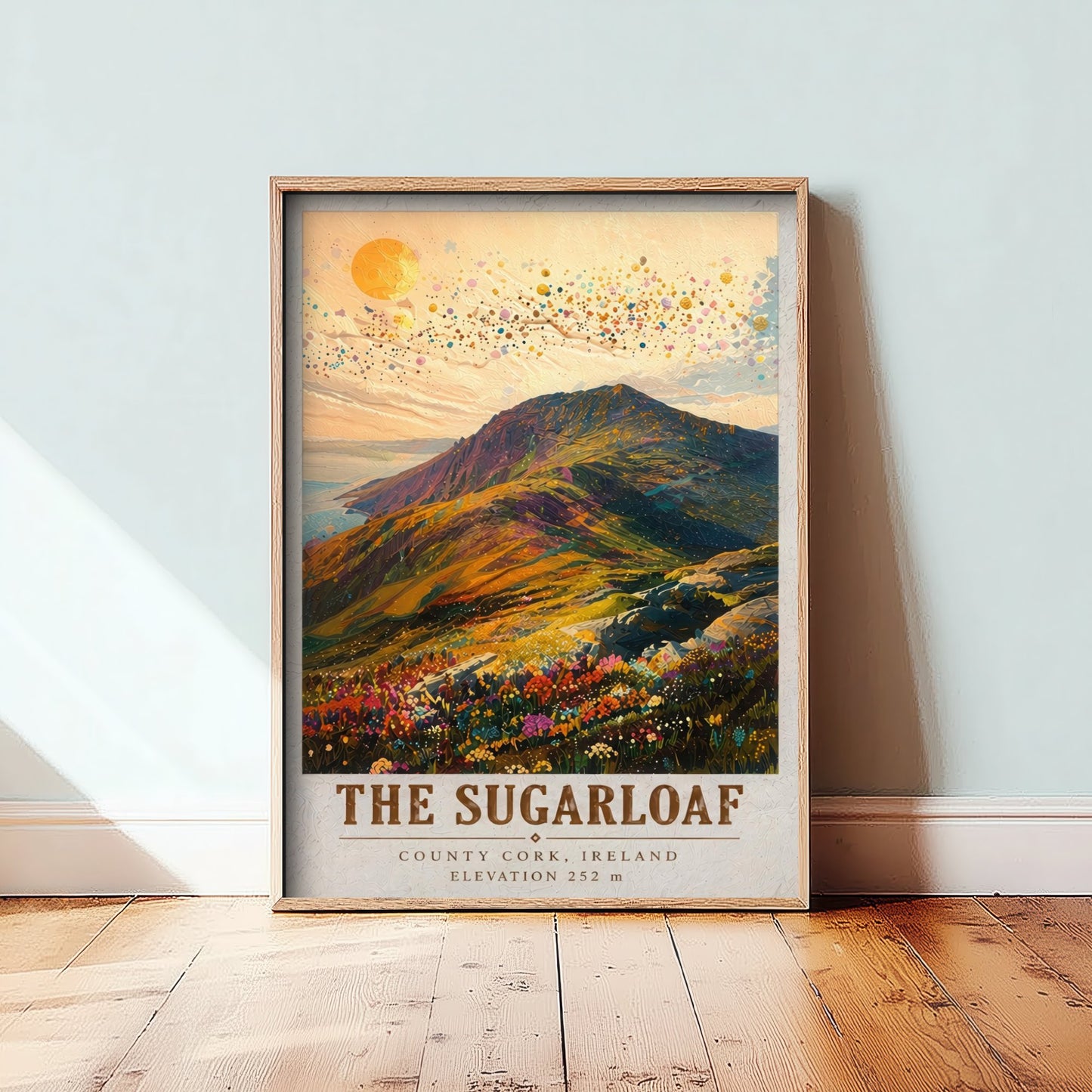 The Sugarloaf Travel Poster - County Cork Ireland Art Print - Vibrant Mountain Painting - Irish Landscape 1/3