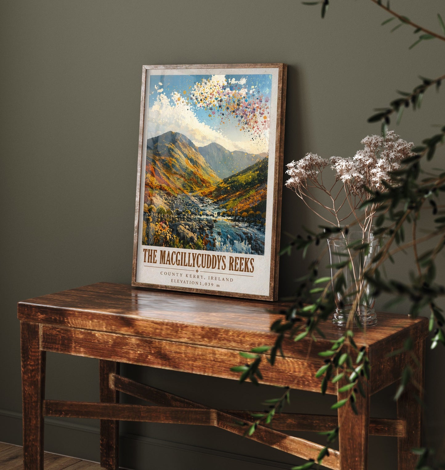 MacGillycuddys Reeks Travel Poster - County Kerry Ireland Art Print - Mountain Painting - Irish Landscape 3/3