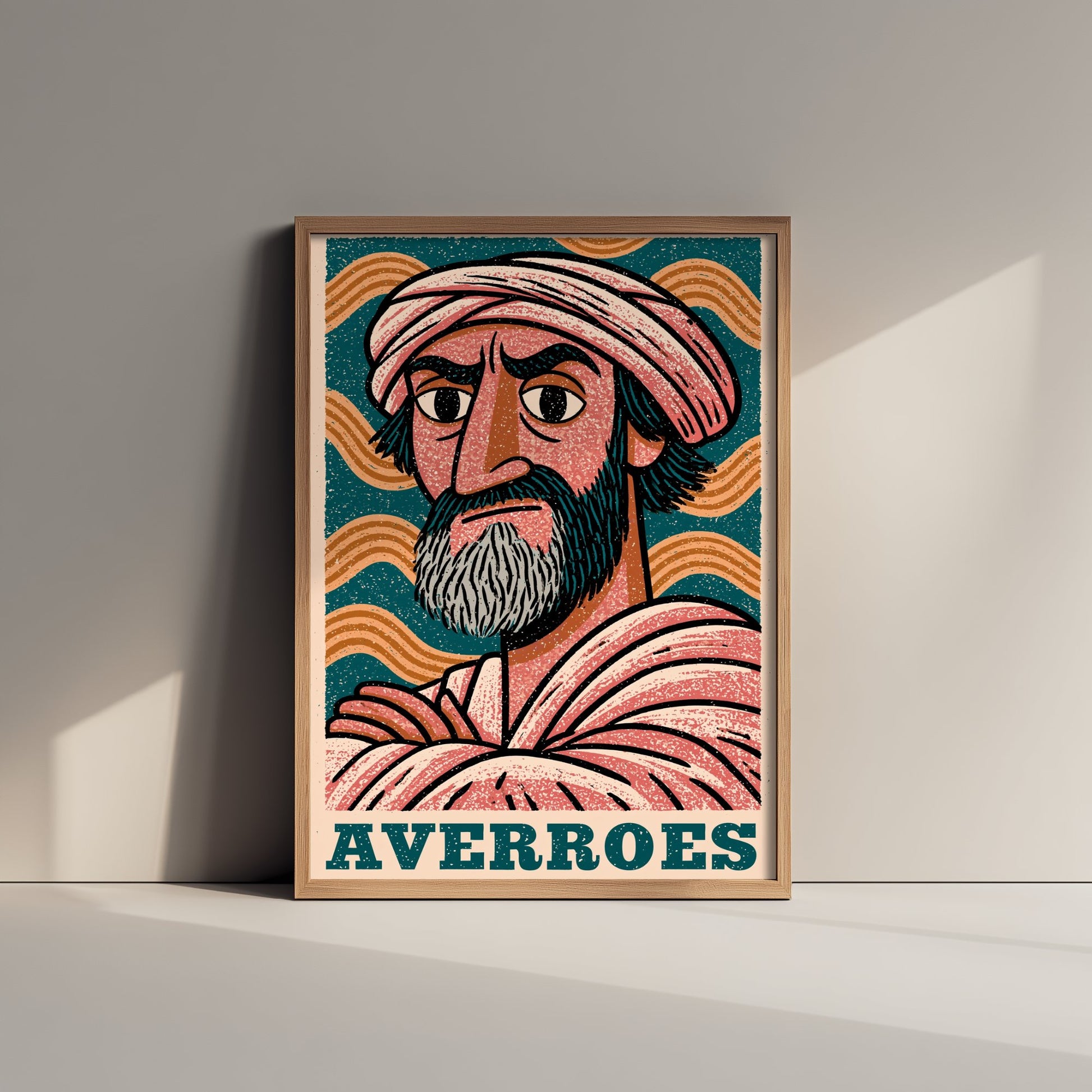 Averroes Art Print - Islamic Golden Age Portrait Poster - Bold Woodcut Illustration - Philosopher History 1/3