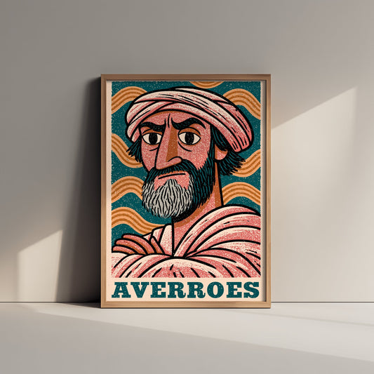 Averroes Art Print - Islamic Golden Age Portrait Poster - Bold Woodcut Illustration - Philosopher History 1/3