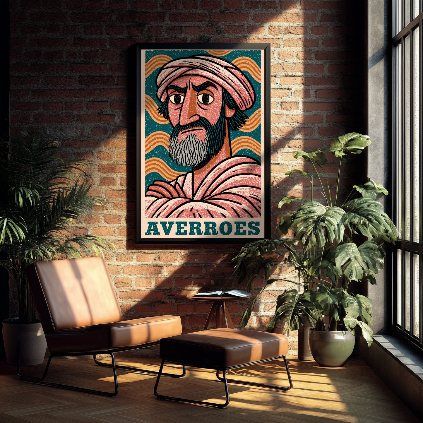 Averroes Art Print - Islamic Golden Age Portrait Poster - Bold Woodcut Illustration - Philosopher History 1/3