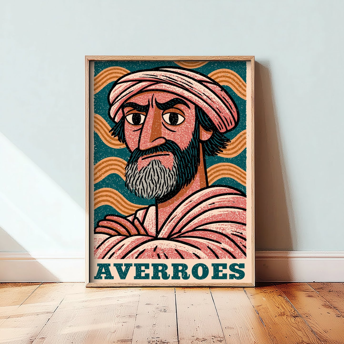 Averroes Art Print - Islamic Golden Age Portrait Poster - Bold Woodcut Illustration - Philosopher History 1/3