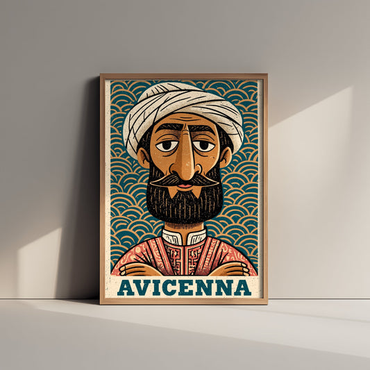 Avicenna Art Print - Islamic Golden Age Portrait Poster - Bold Woodcut Illustration - Physician History 3/3