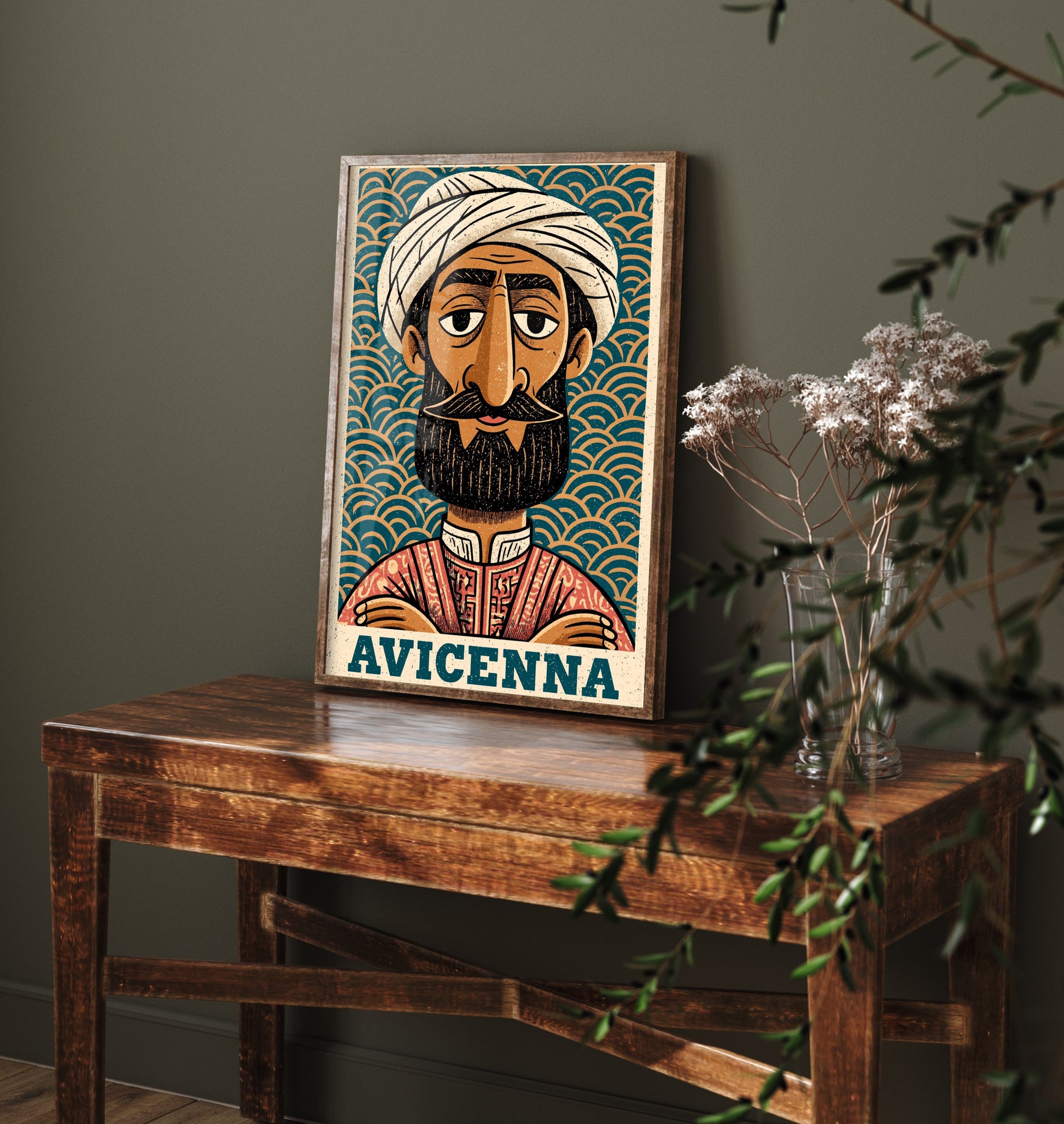 Avicenna Art Print - Islamic Golden Age Portrait Poster - Bold Woodcut Illustration - Physician History 3/3