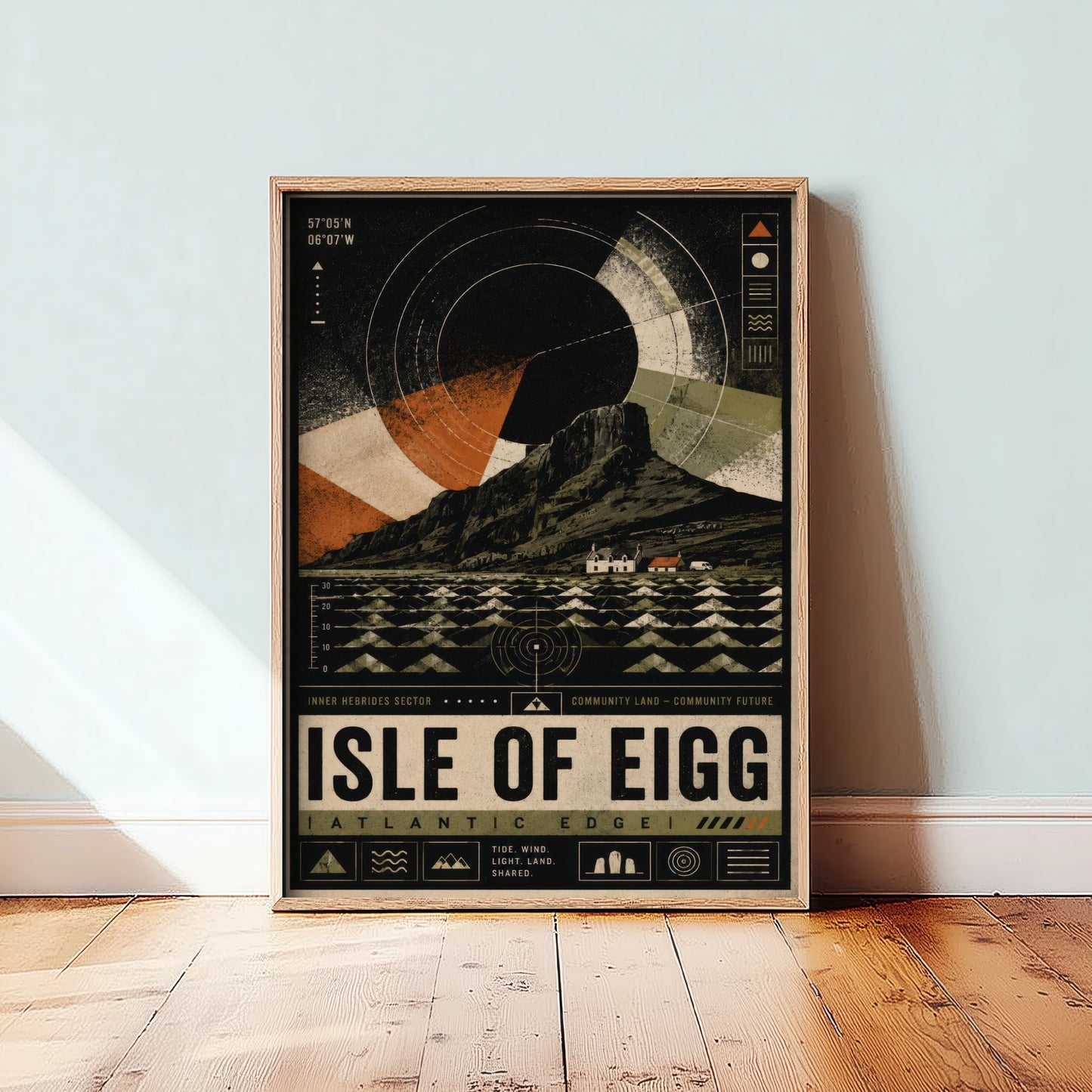 Isle of Eigg Scotland Travel Poster - Inner Hebrides Art Print - Retro Island Illustration - An Sgurr Visit 1/3