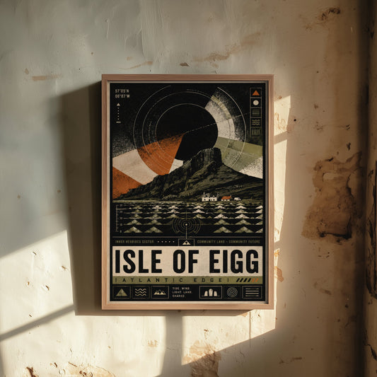 Isle of Eigg Scotland Travel Poster - Inner Hebrides Art Print - Retro Island Illustration - An Sgurr Visit 1/3