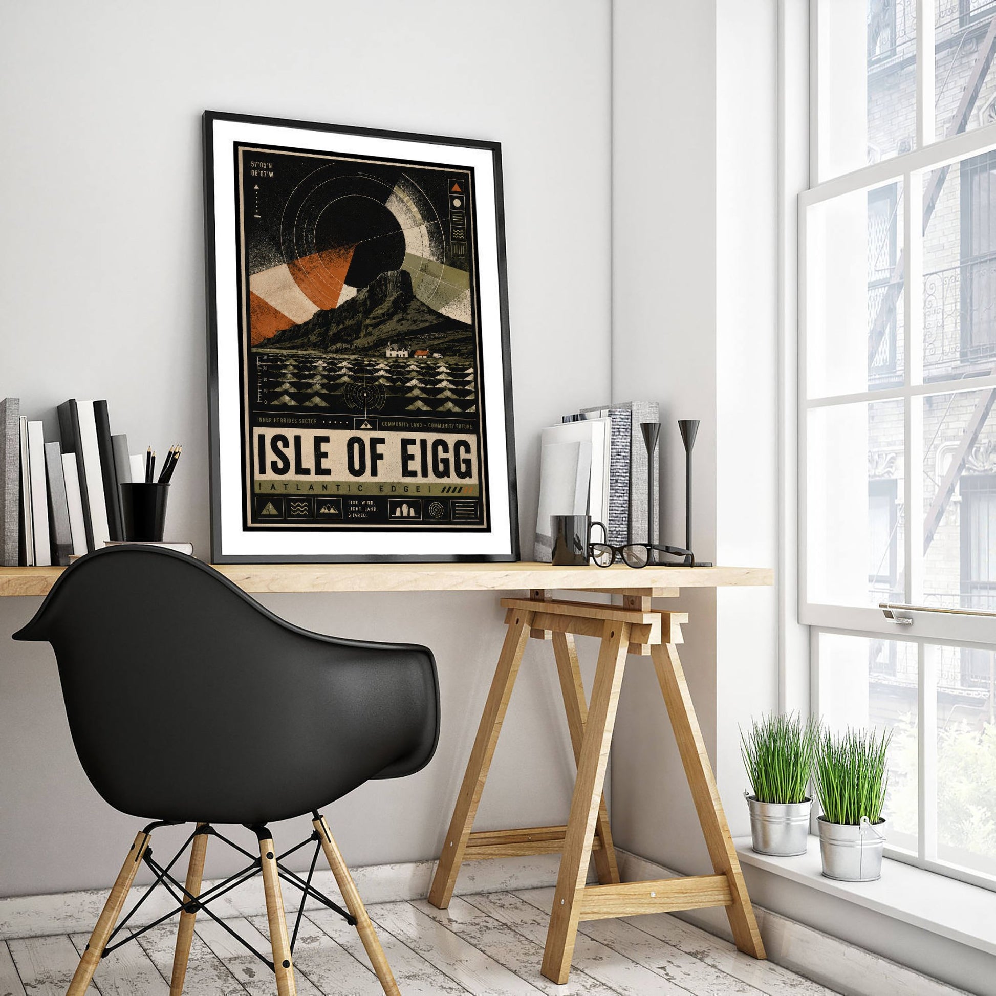 Isle of Eigg Scotland Travel Poster - Inner Hebrides Art Print - Retro Island Illustration - An Sgurr Visit 1/3