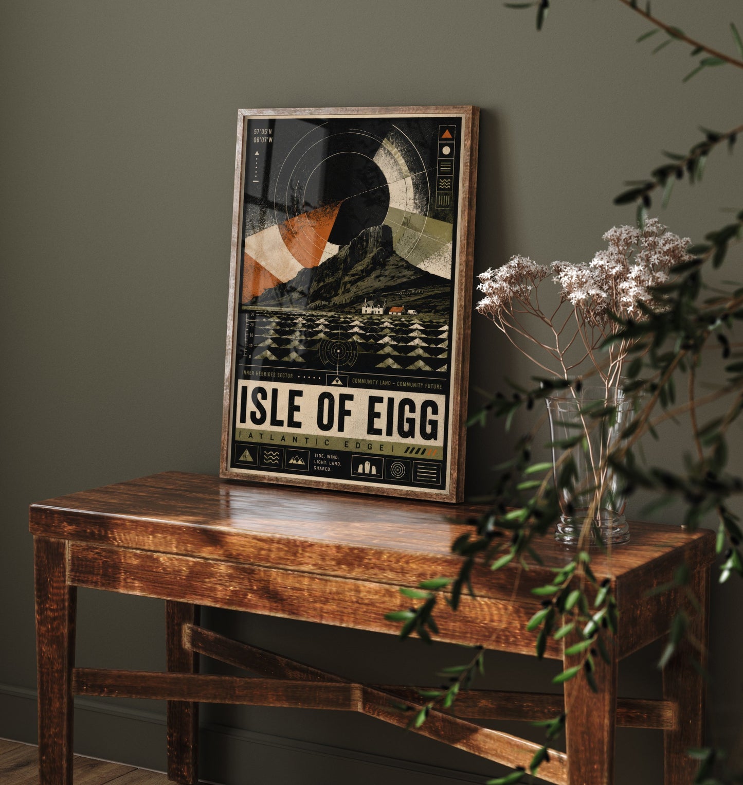 Isle of Eigg Scotland Travel Poster - Inner Hebrides Art Print - Retro Island Illustration - An Sgurr Visit 1/3