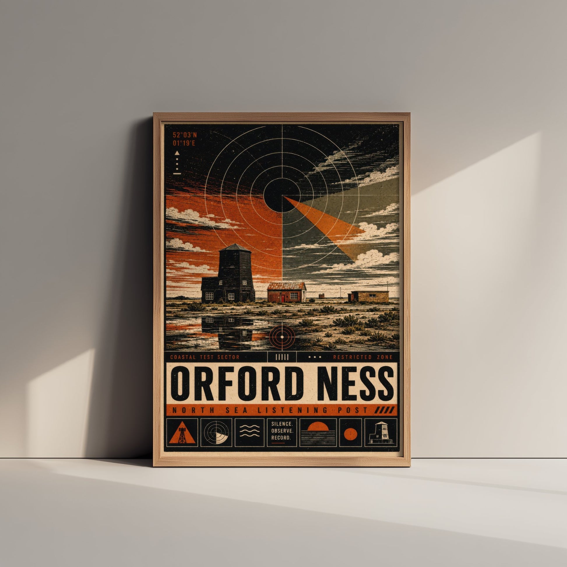 Orford Ness Suffolk Travel Poster - North Sea Coast Art Print - Retro Illustration - Lighthouse Shingle Spit 2/3