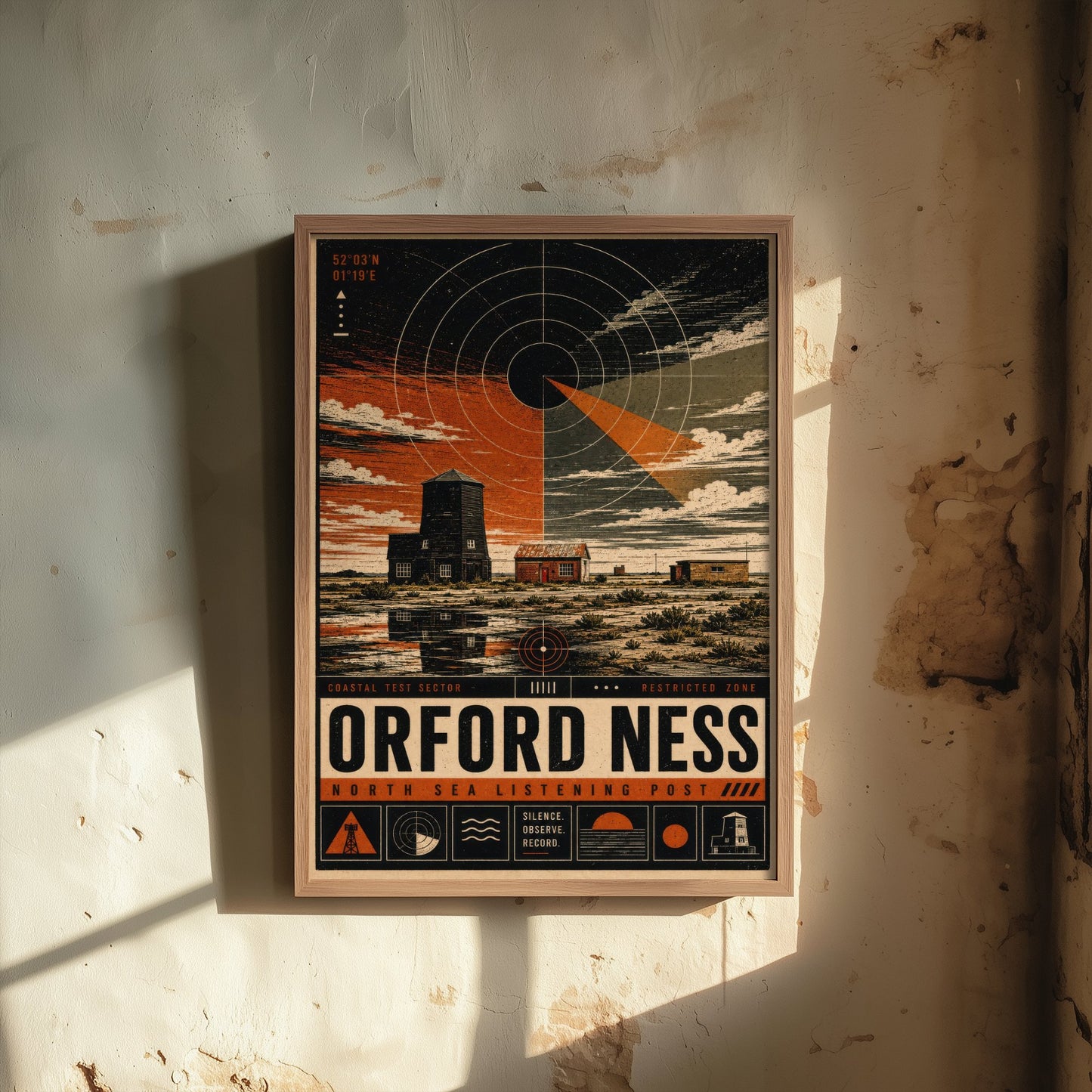Orford Ness Suffolk Travel Poster - North Sea Coast Art Print - Retro Illustration - Lighthouse Shingle Spit 2/3
